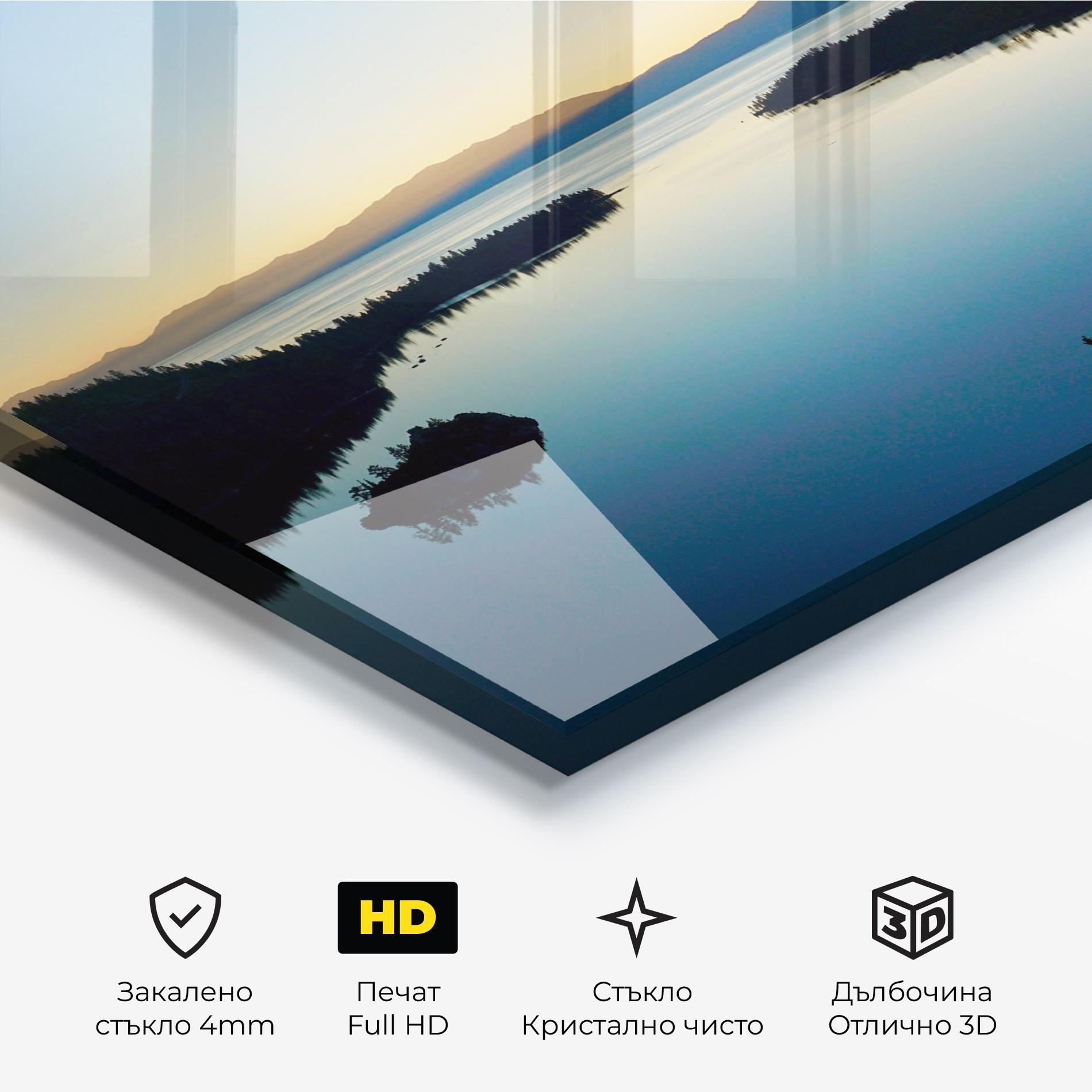 Стъклена картина Blue Sky Lake mockup 3