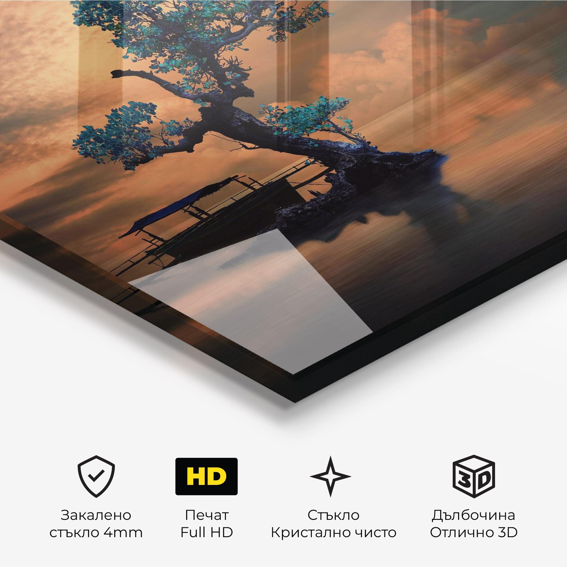 Стъклена картина Blue Tree mockup 3
