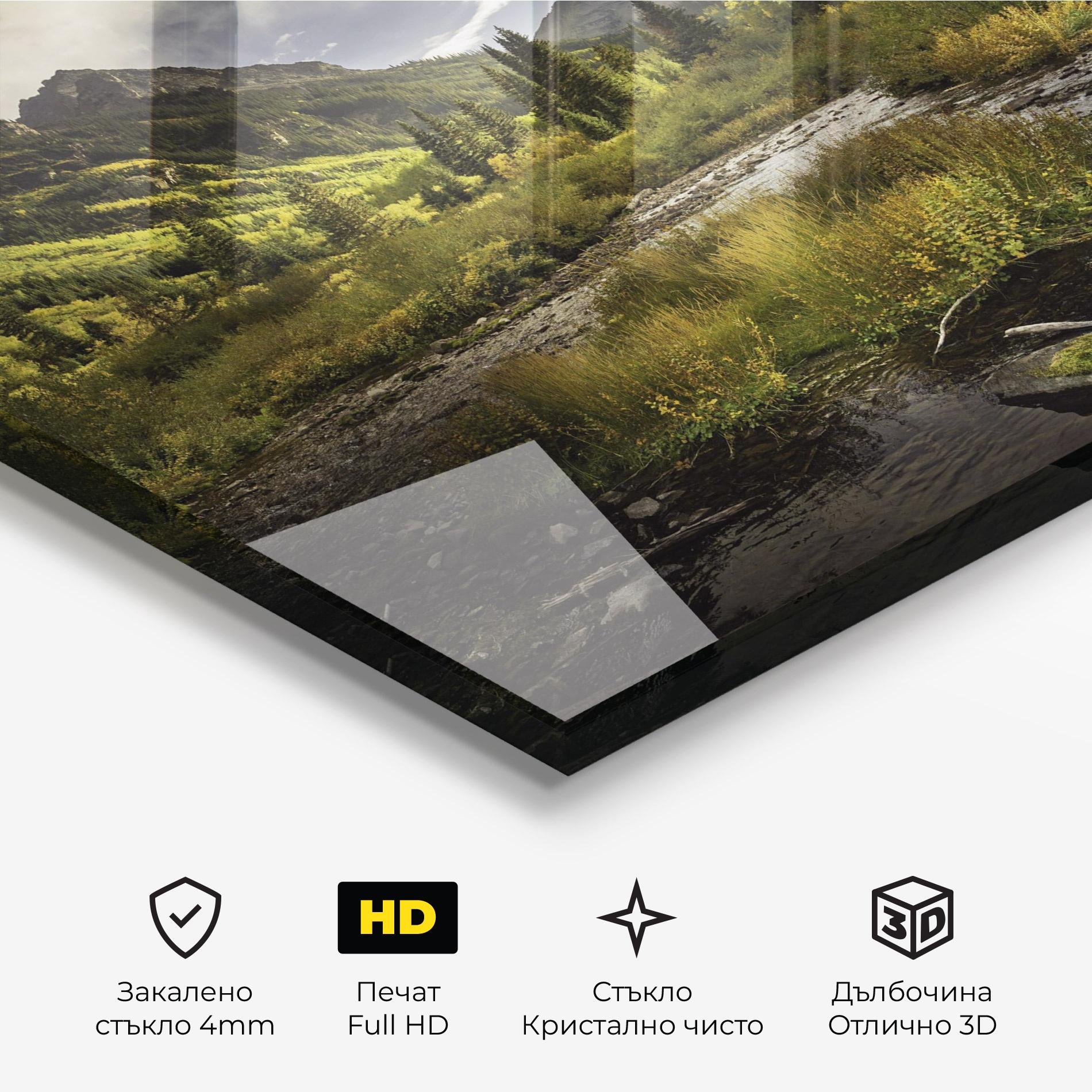 Стъклена картина Cloudy Lake mockup 3