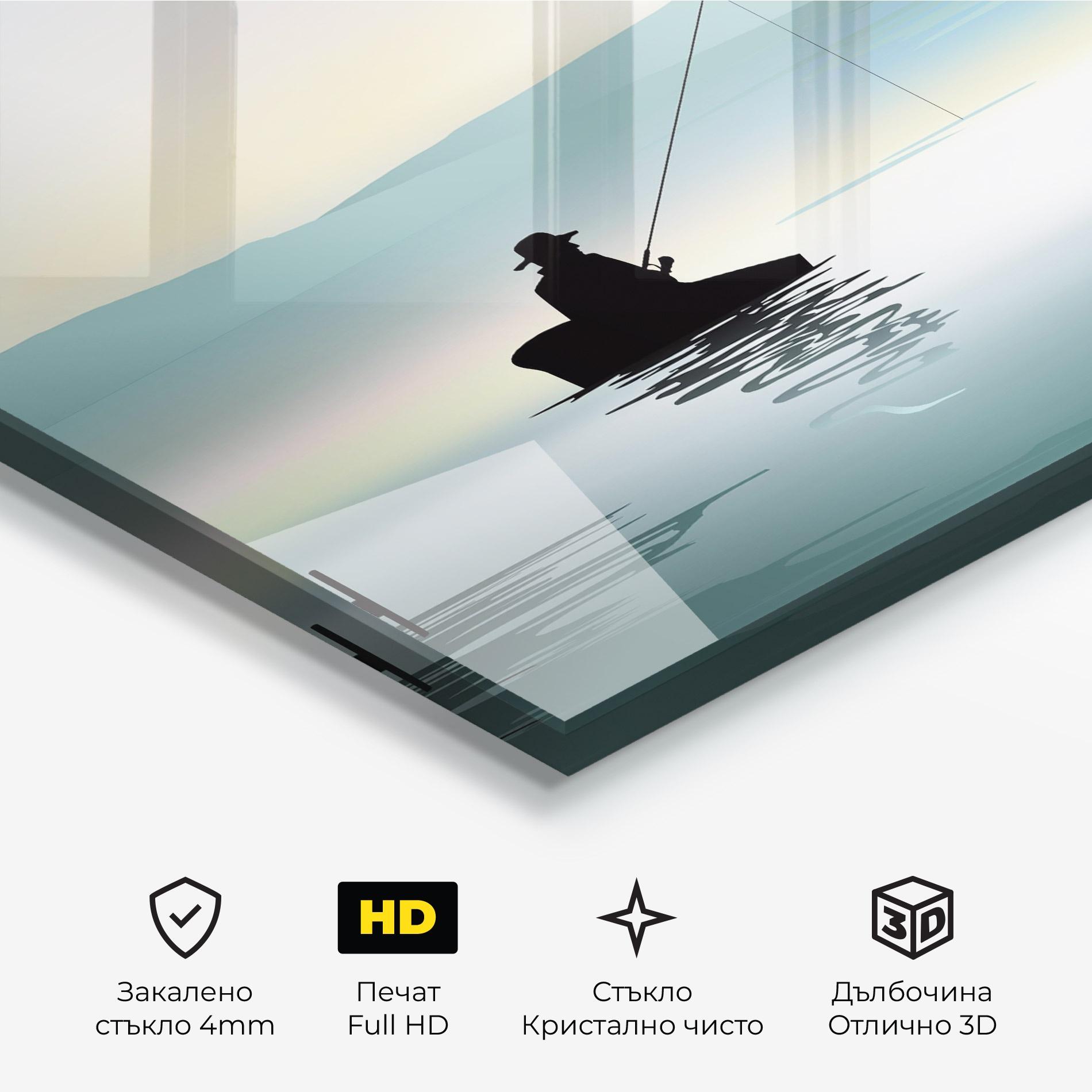 Стъклена картина Fishman Lake View mockup 3