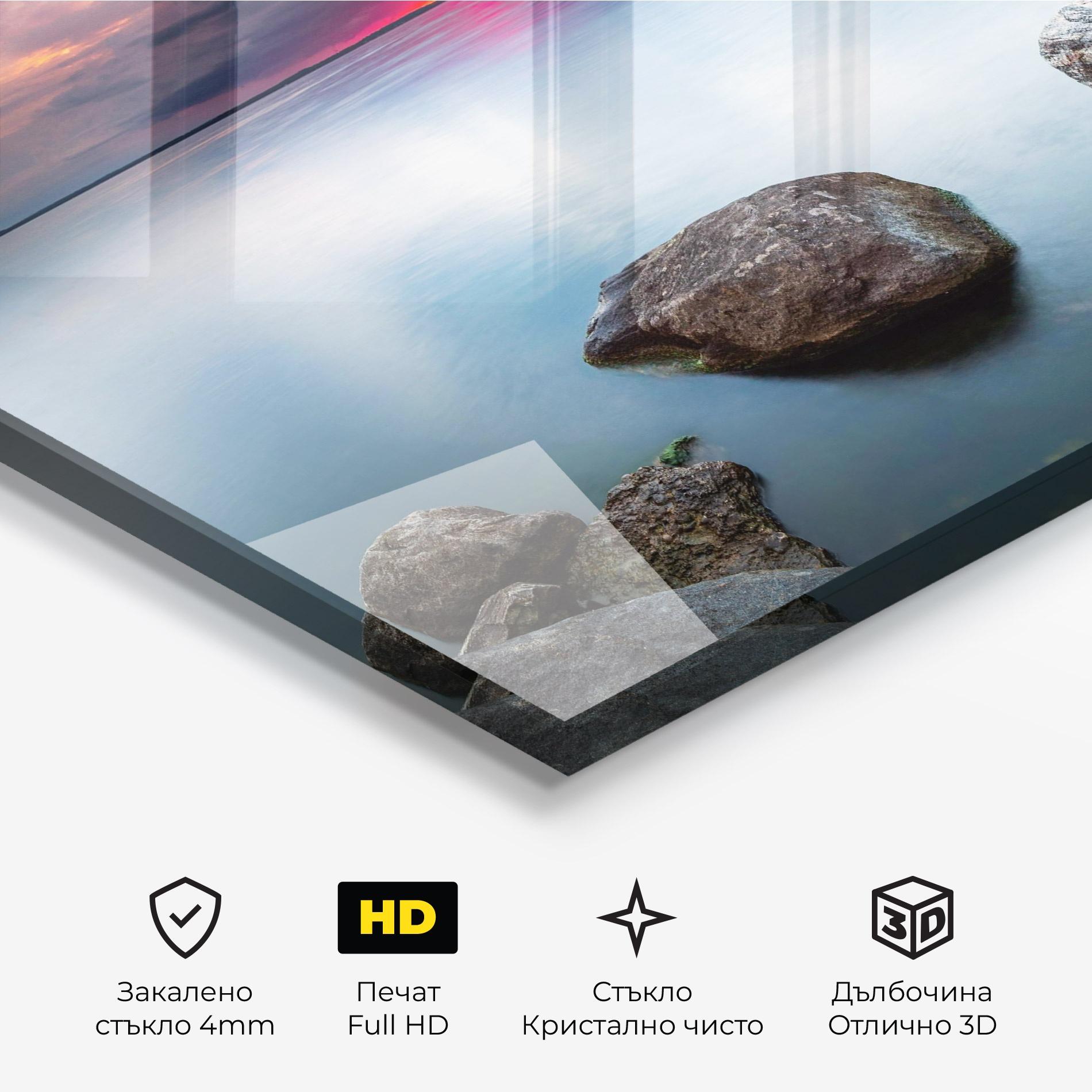 Стъклена картина Lake Sunset mockup 3