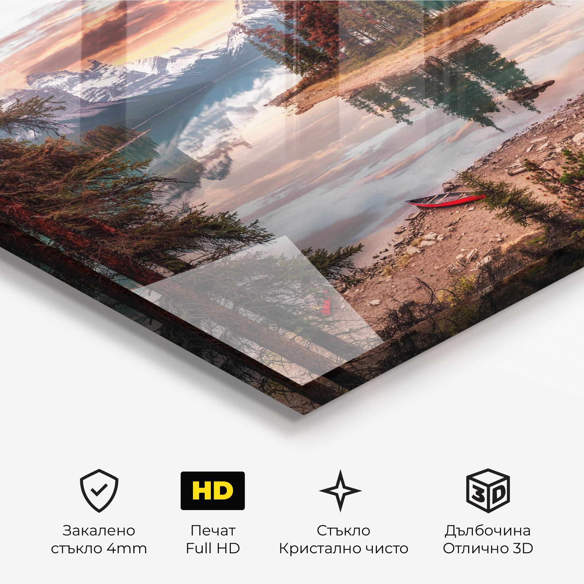 Стъклена картина Sunset Lake View mockup 3