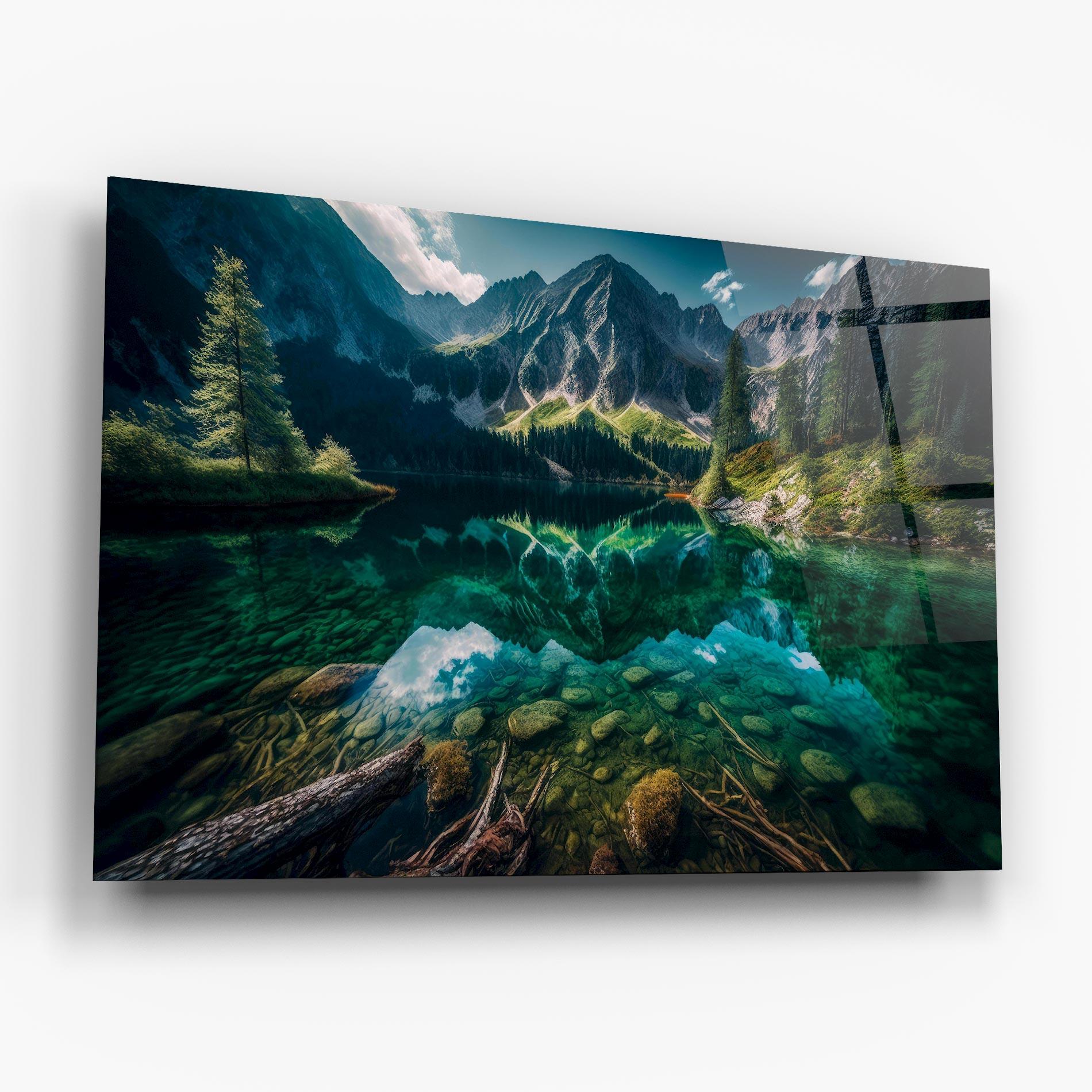 Стъклена картина Beautiful Lake Mountain mockup 6
