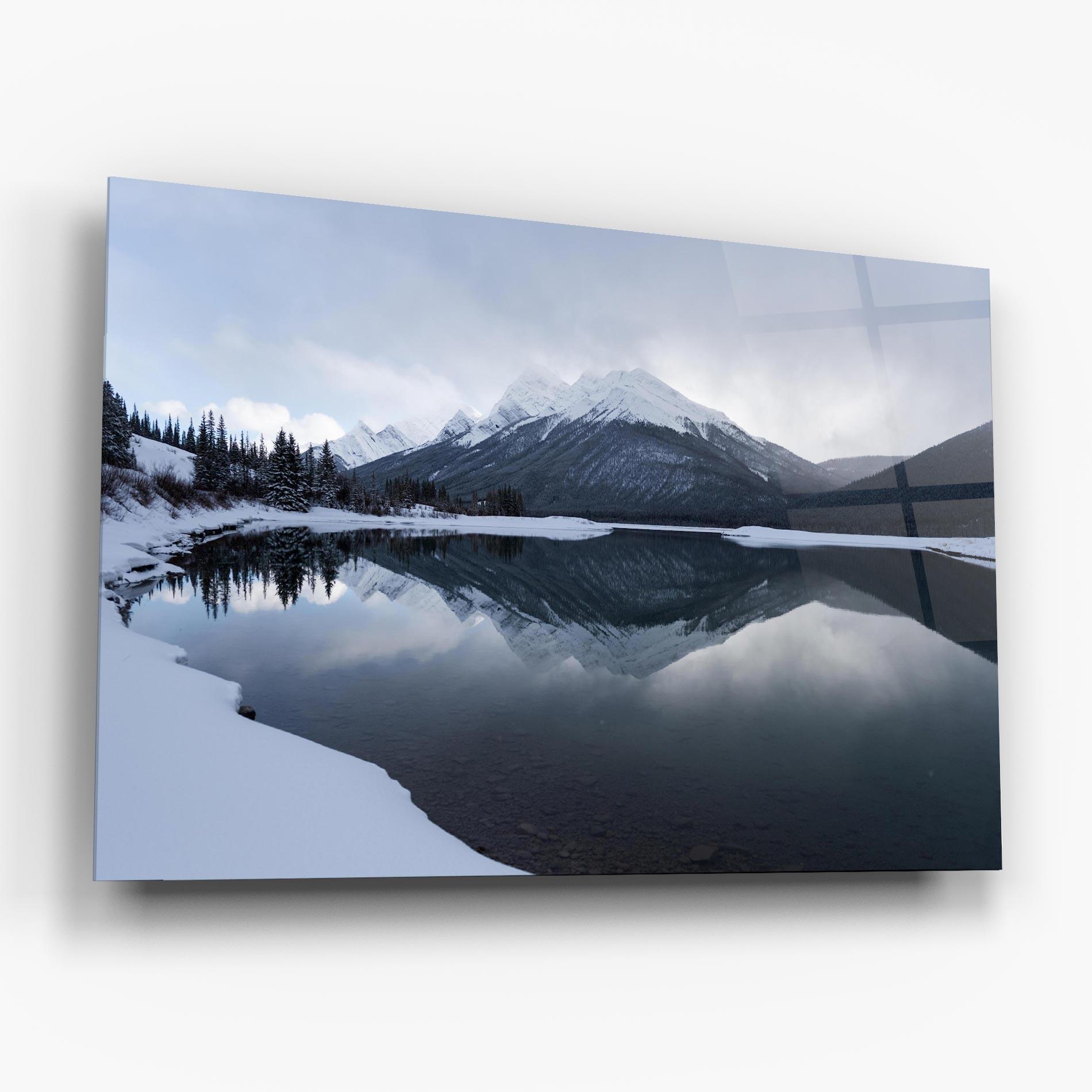 Стъклена картина Grey Lake mockup 6