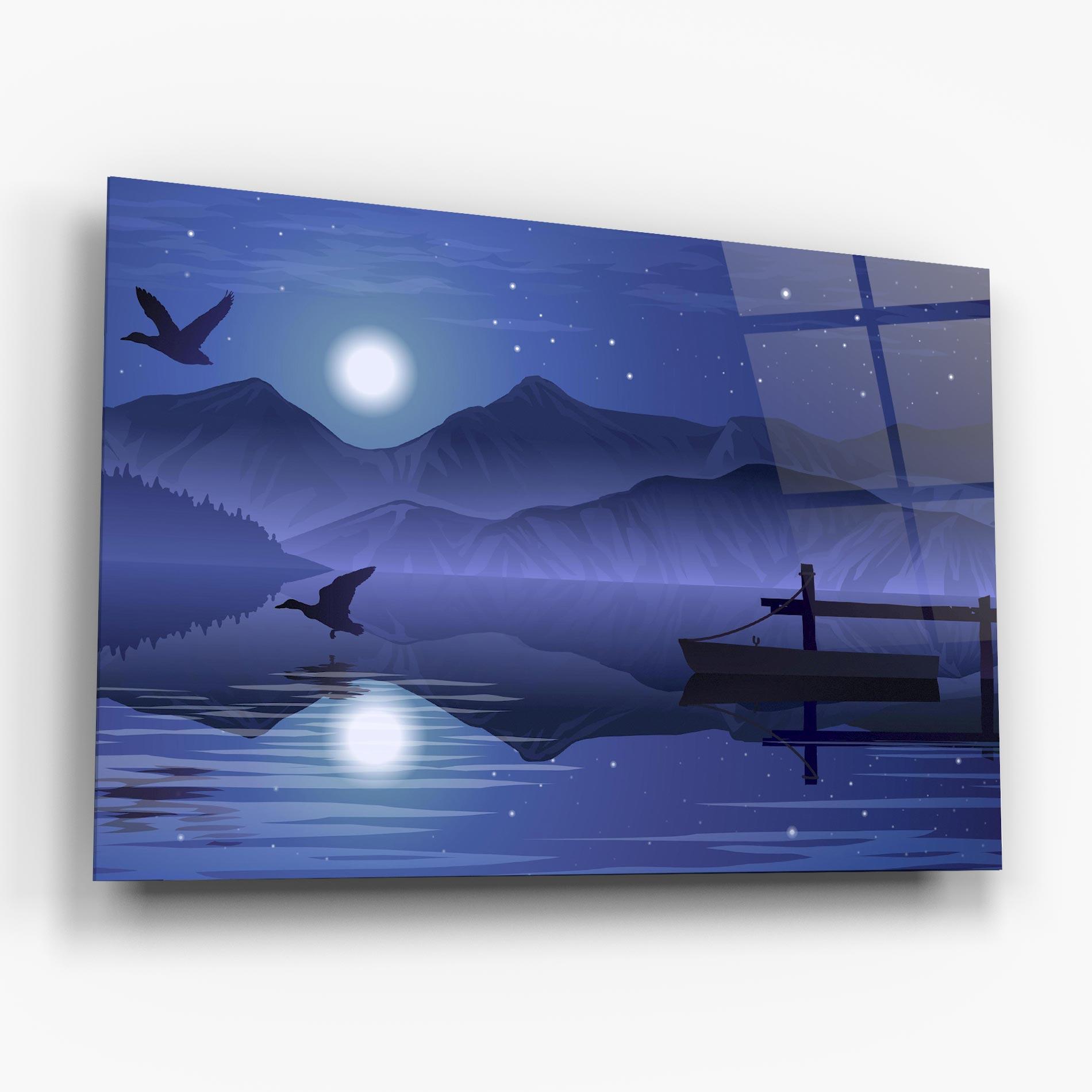 Стъклена картина Lake Purple Night mockup 6
