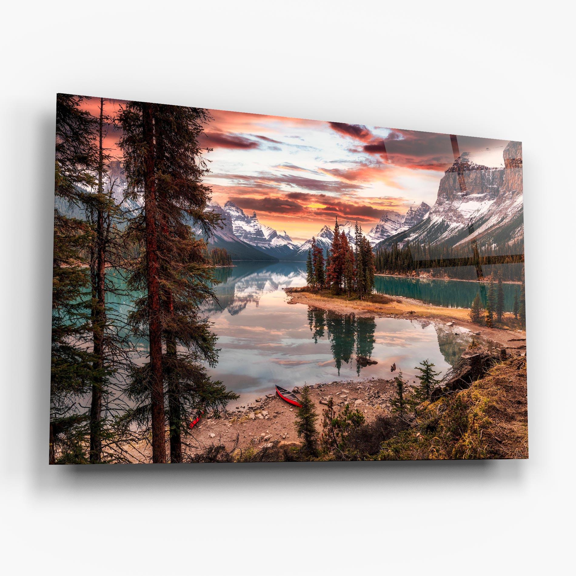 Стъклена картина Sunset Lake View mockup 6