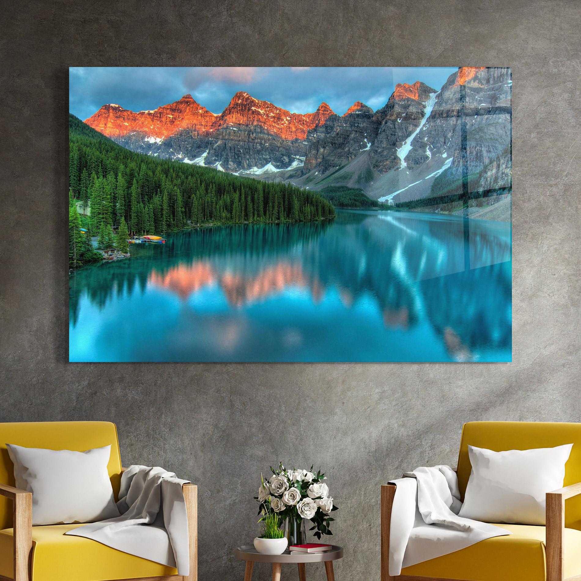 Стъклена картина Beautiful Blue Lake mockup 4