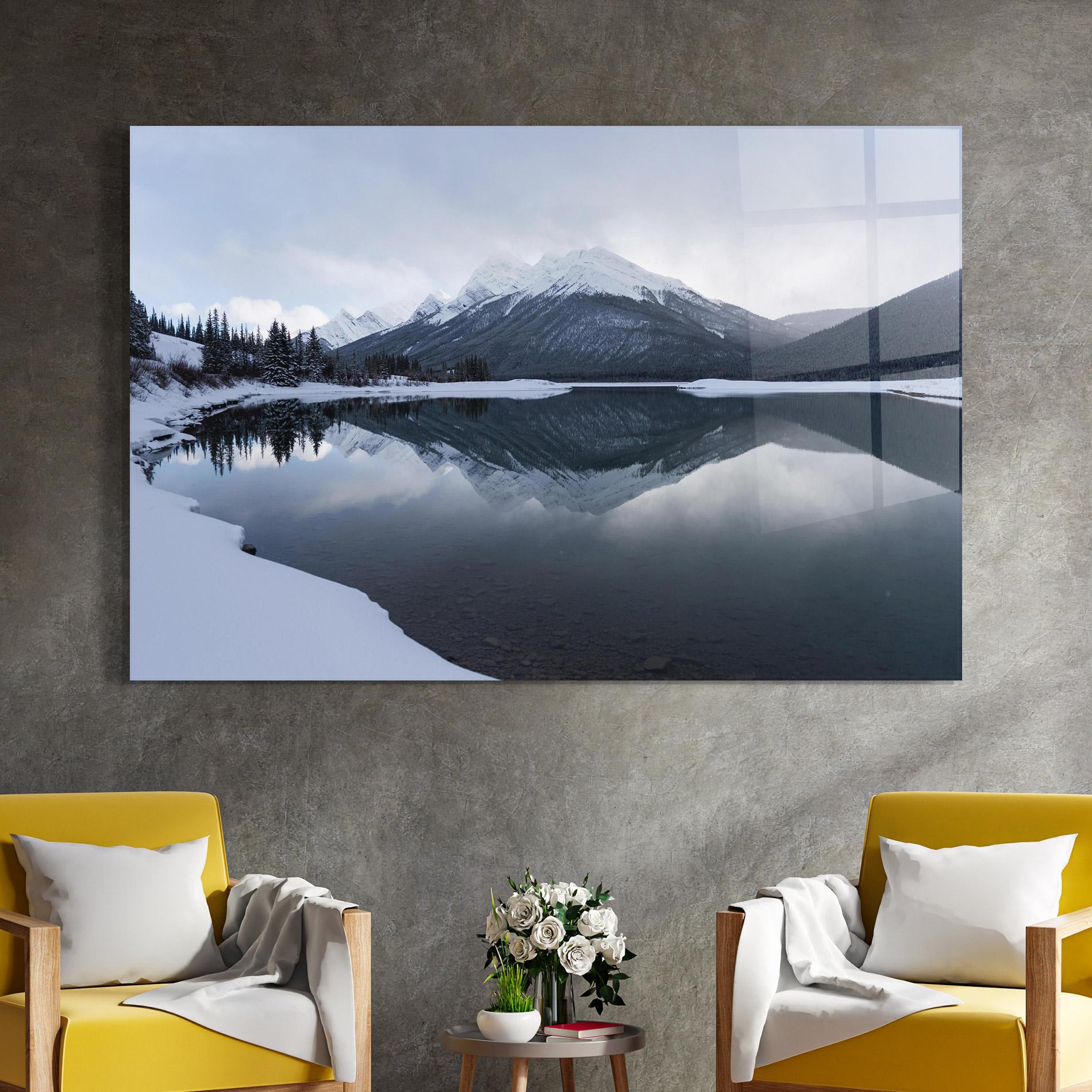 Стъклена картина Grey Lake mockup 4