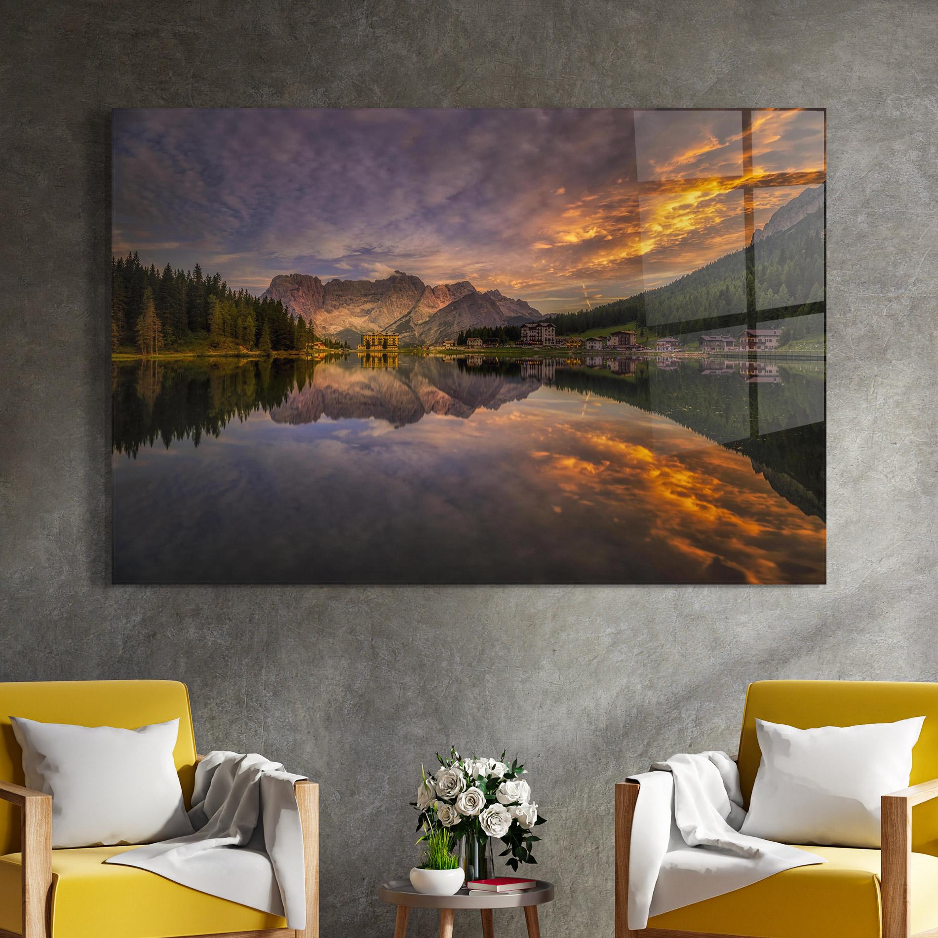 Стъклена картина Misurina Sunset mockup 4
