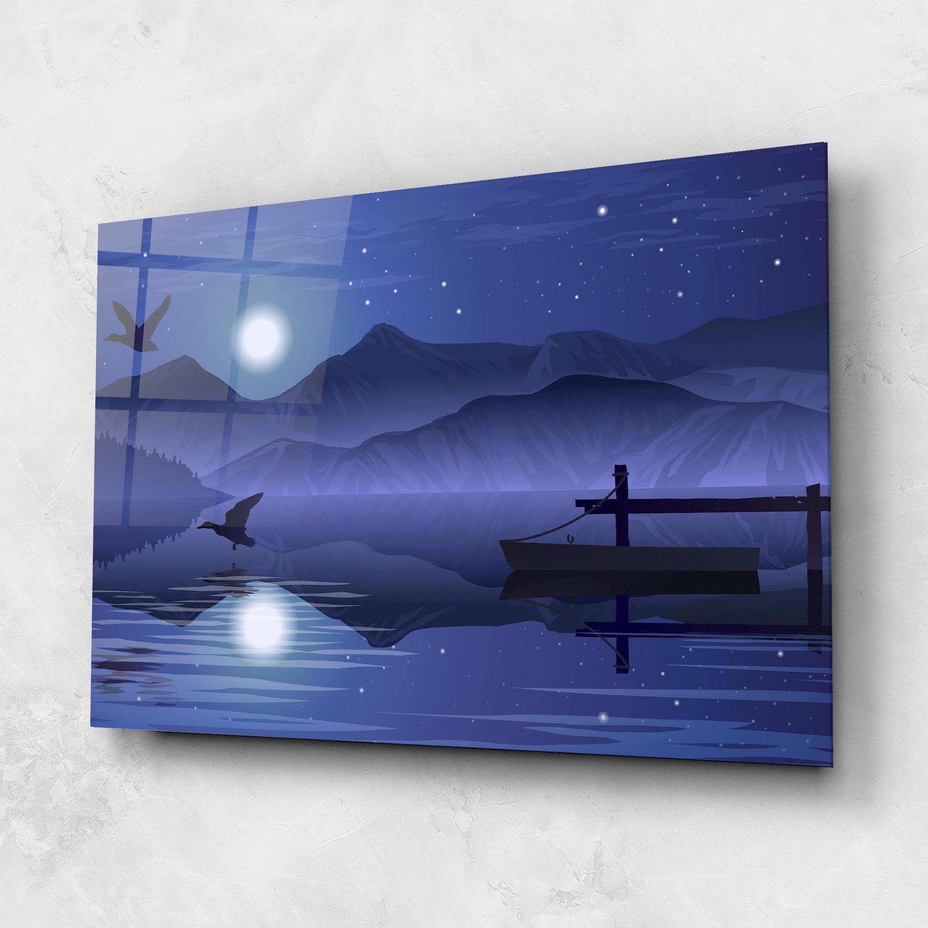 Стъклена картина Lake Purple Night mockup 1