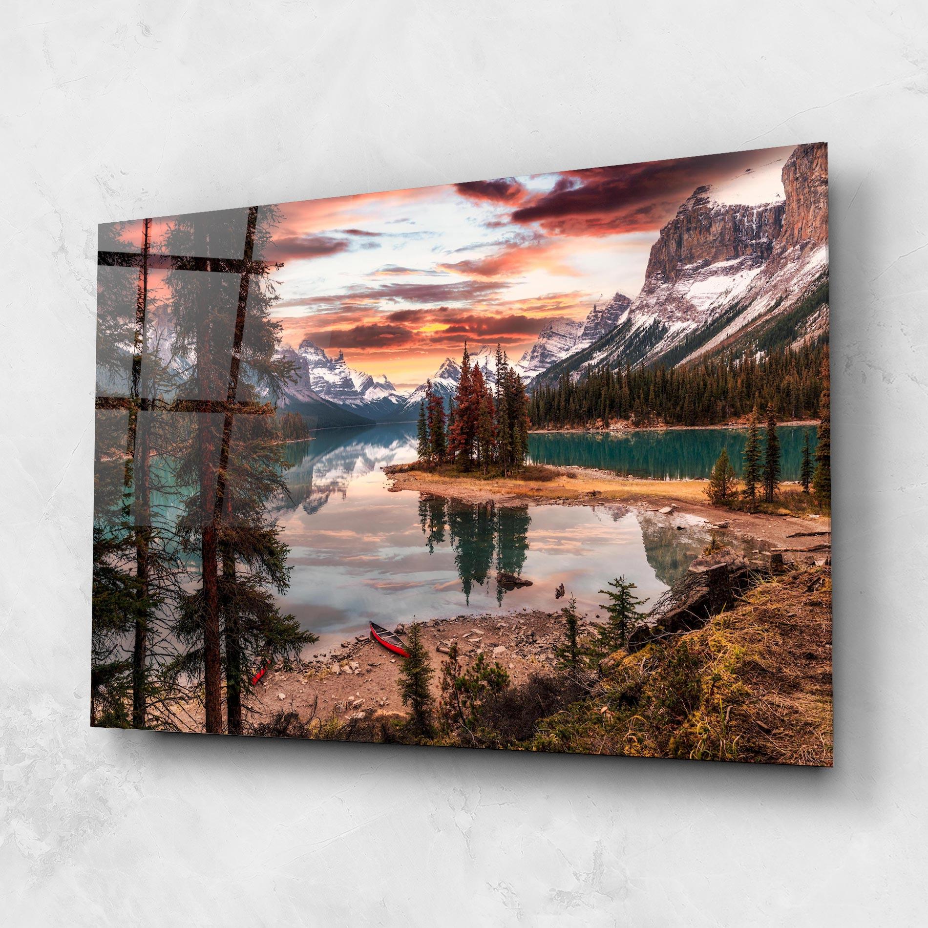 Стъклена картина Sunset Lake View mockup 1