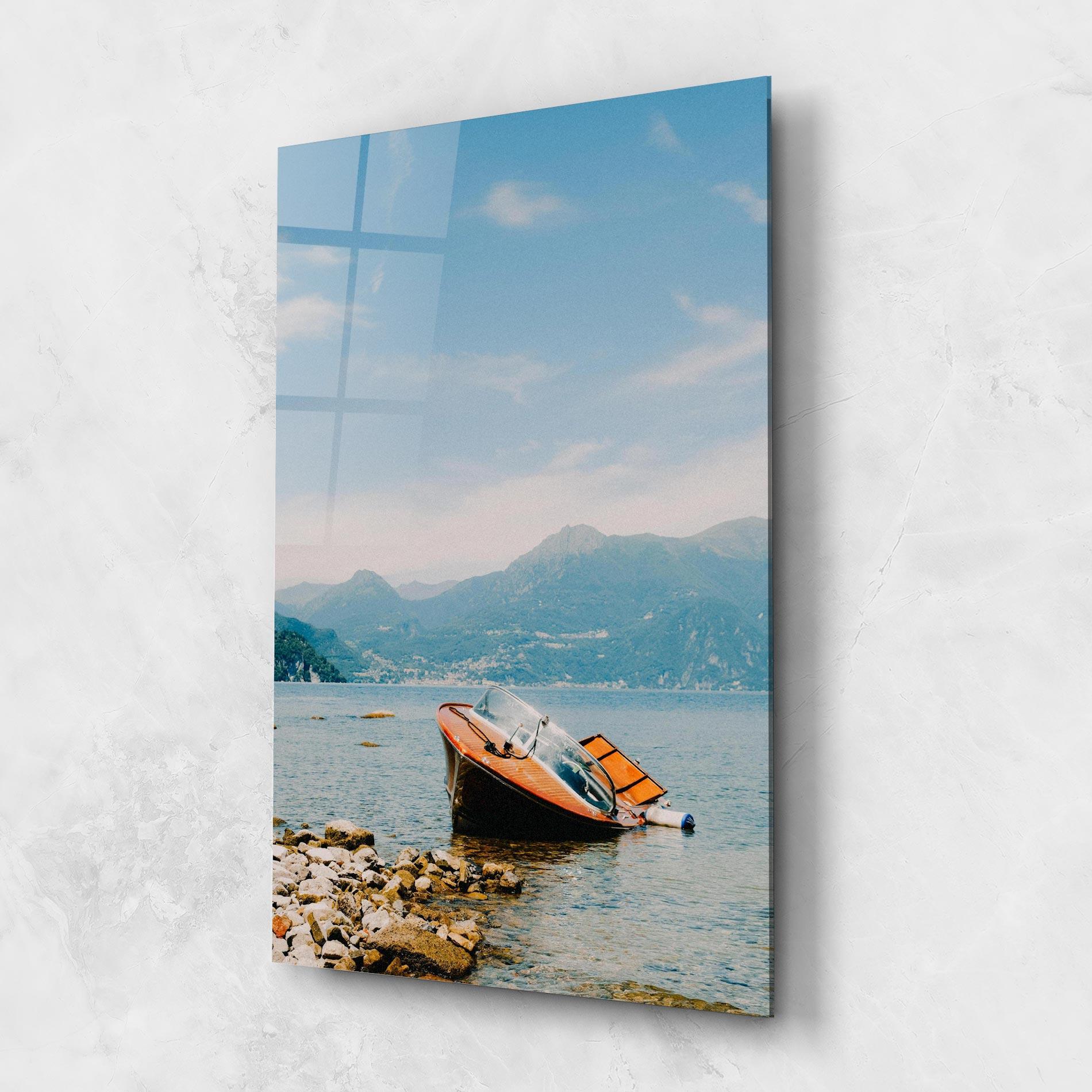 Стъклена картина Boat On The Lake mockup 1