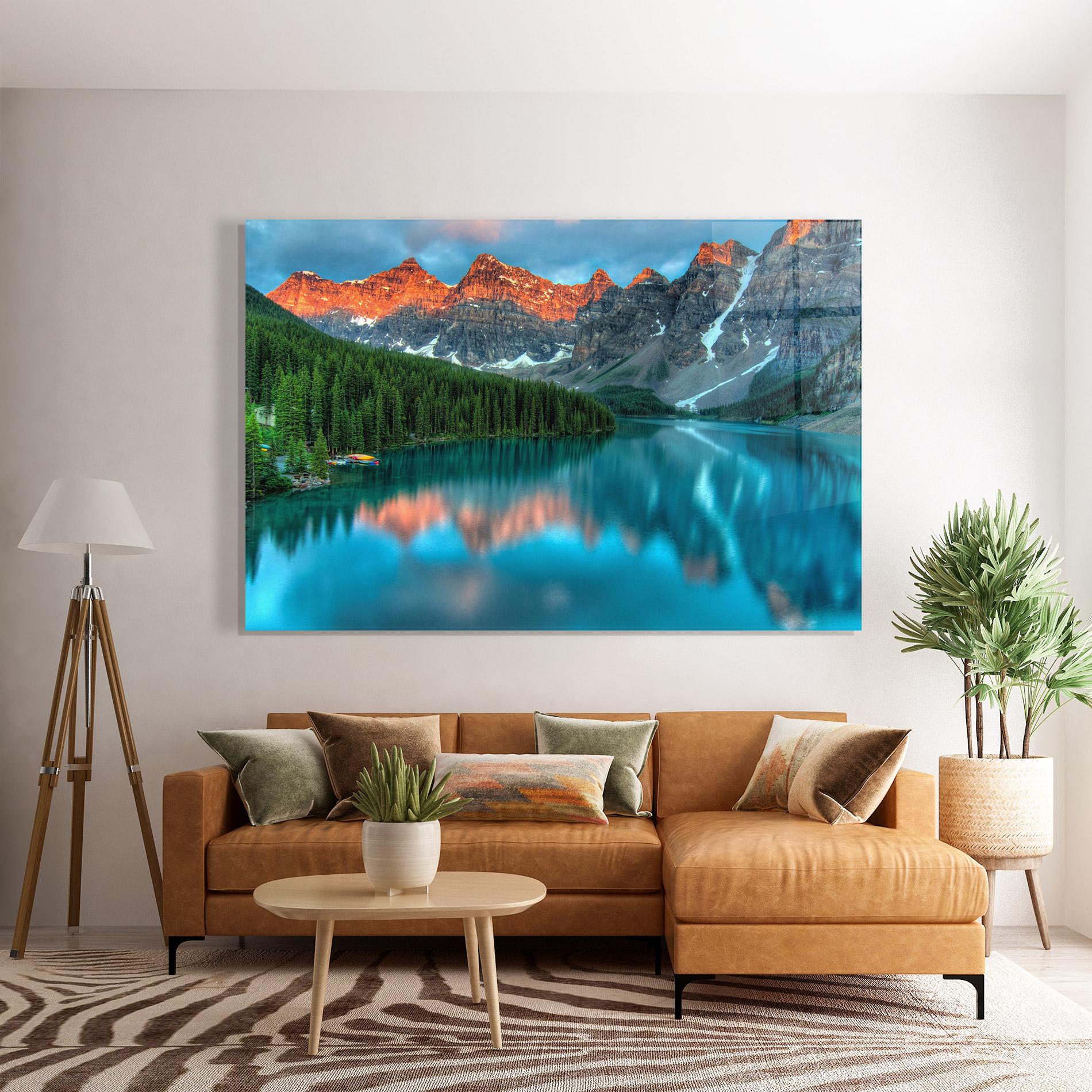 Стъклена картина Beautiful Blue Lake mockup 7