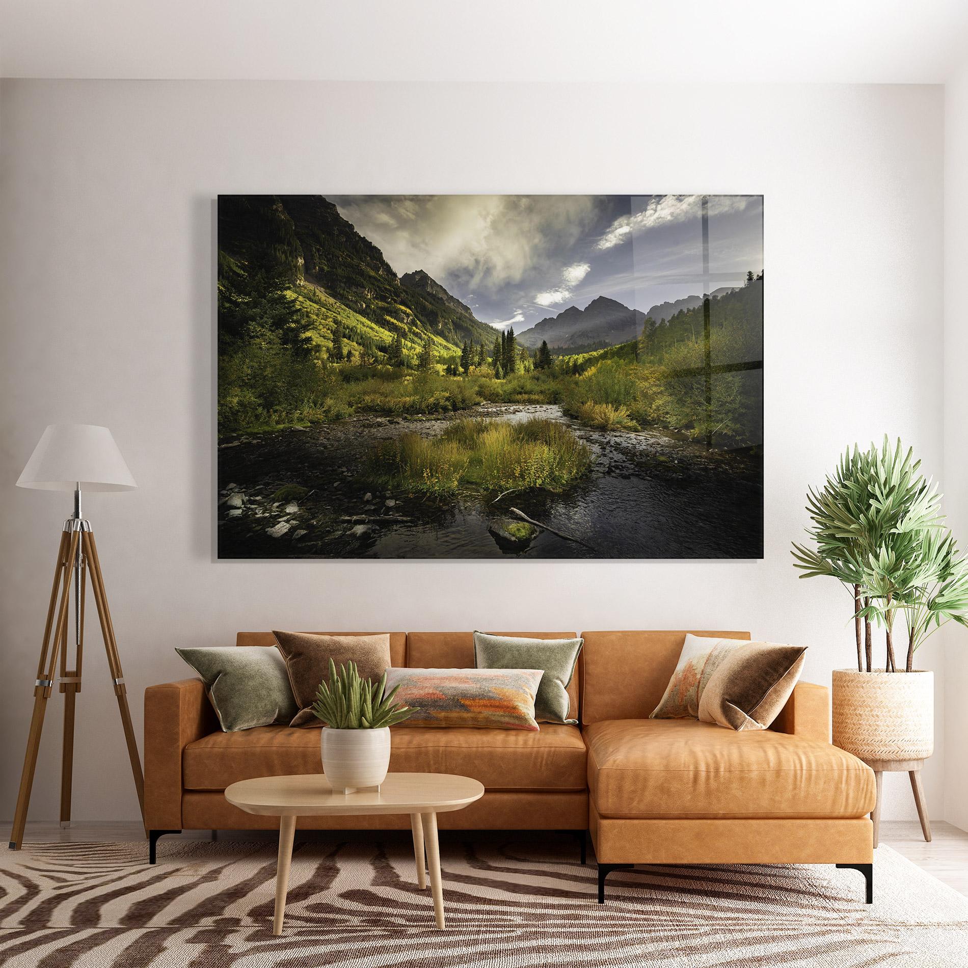 Стъклена картина Cloudy Lake mockup 7