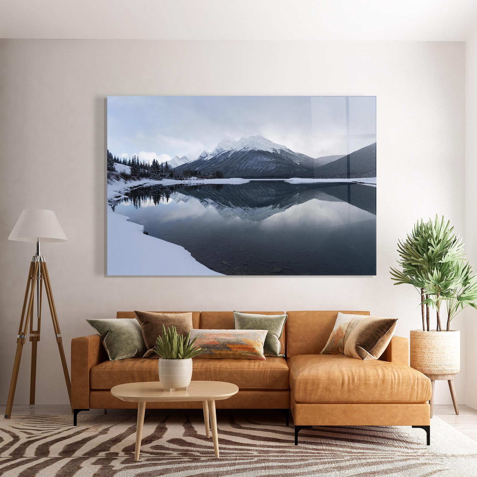 Стъклена картина Grey Lake mockup 7