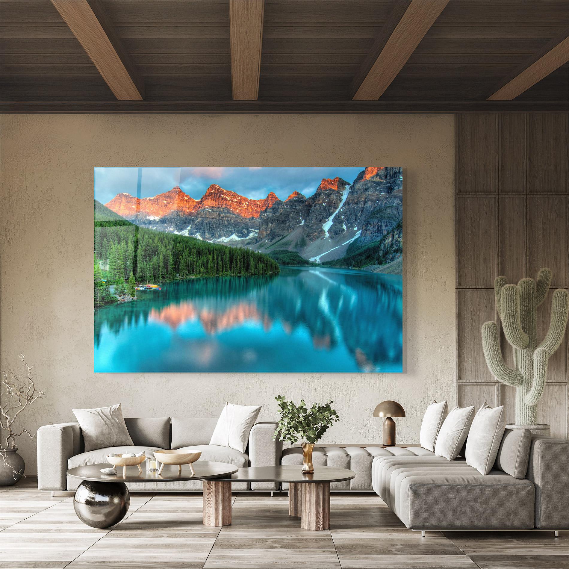 Стъклена картина Beautiful Blue Lake mockup 8