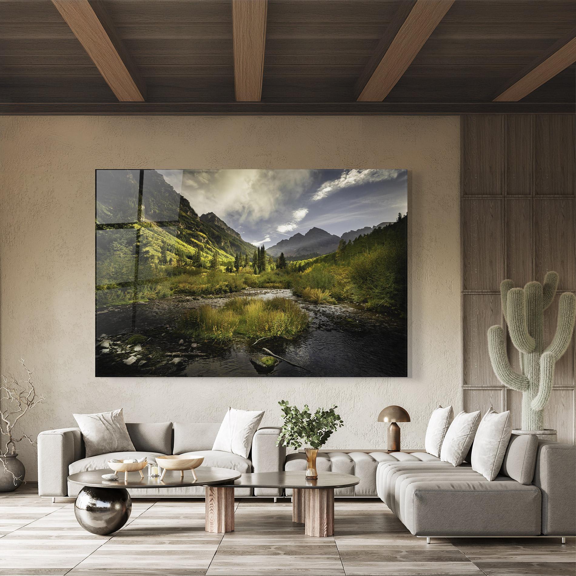 Стъклена картина Cloudy Lake mockup 8