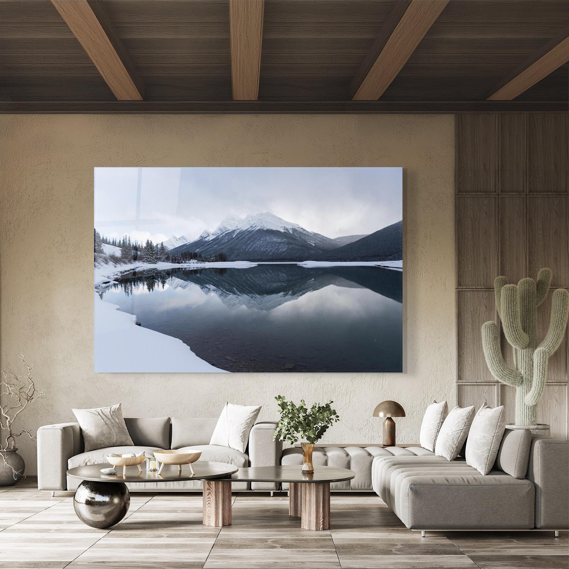 Стъклена картина Grey Lake mockup 8