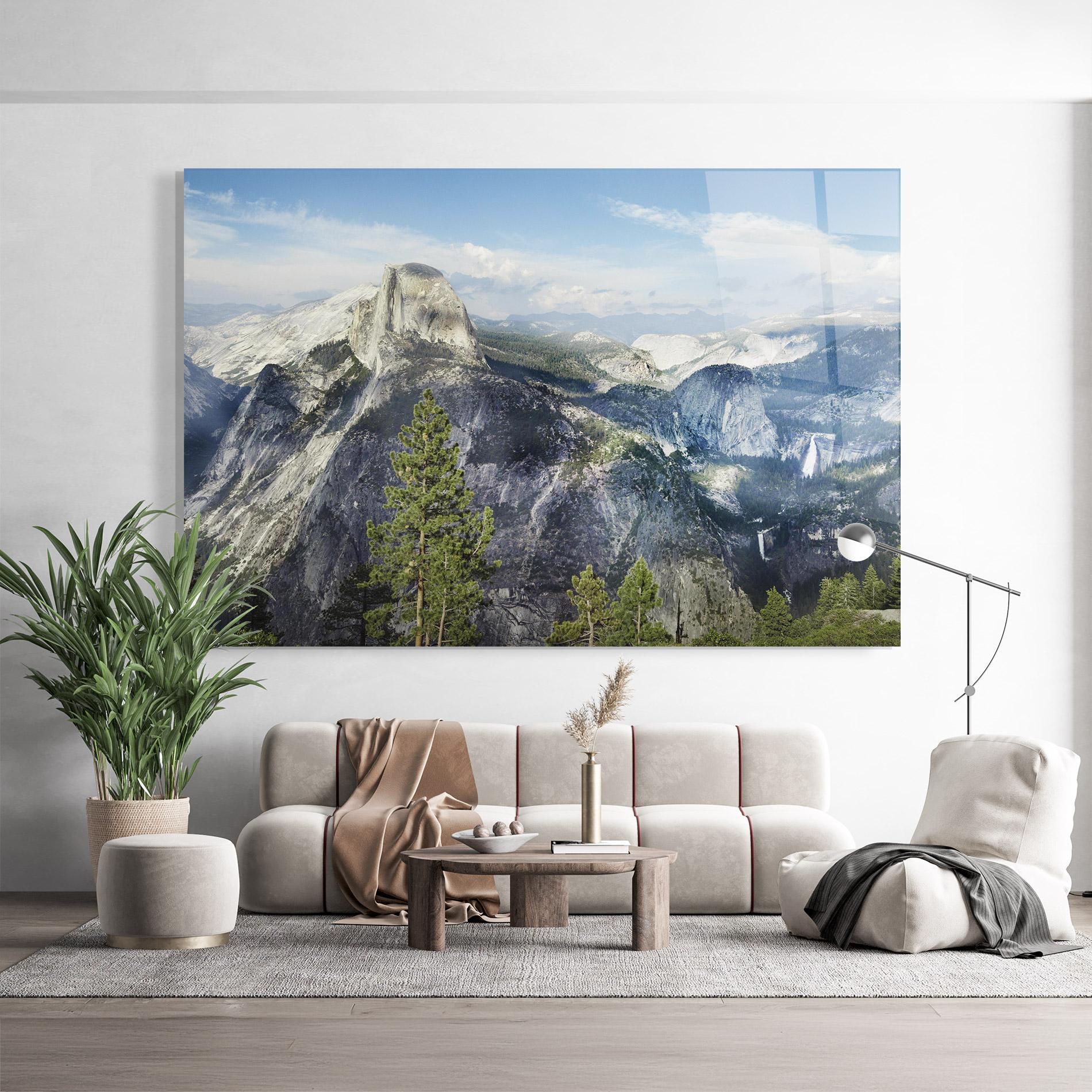 Стъклена картина Foggy Day Mountain mockup 9