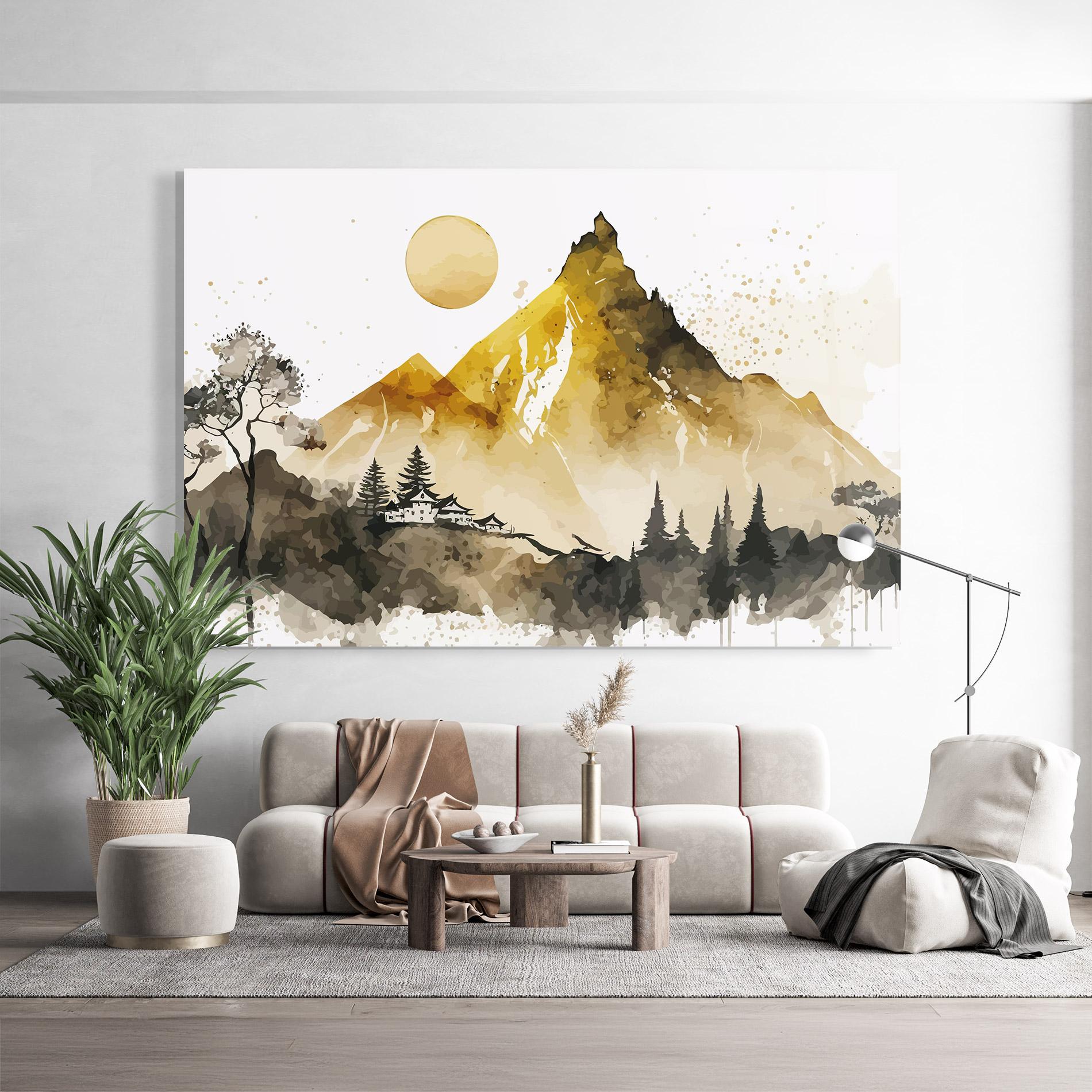 Стъклена картина Gold Mountain Art mockup 9