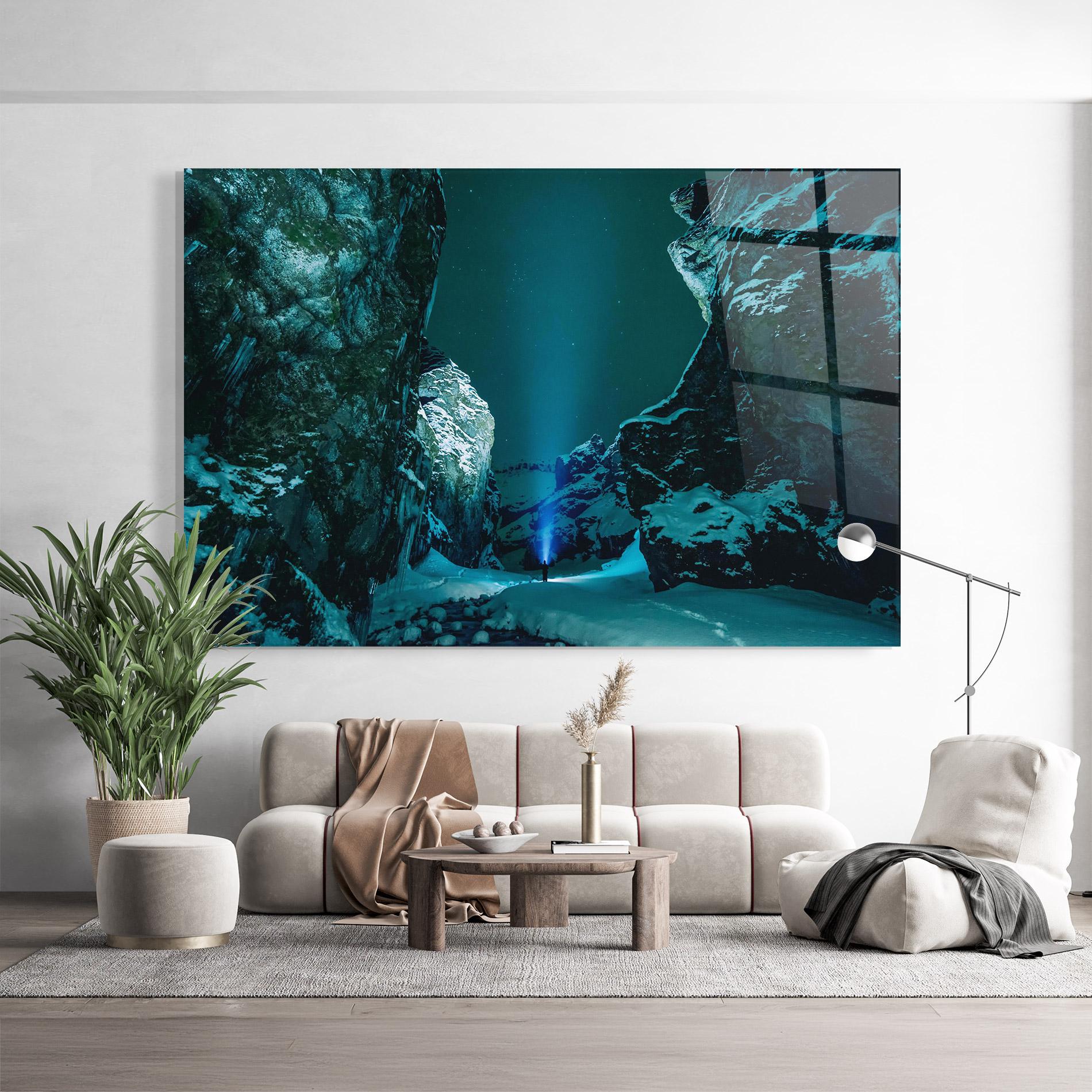 Стъклена картина Green Light Mountain mockup 9