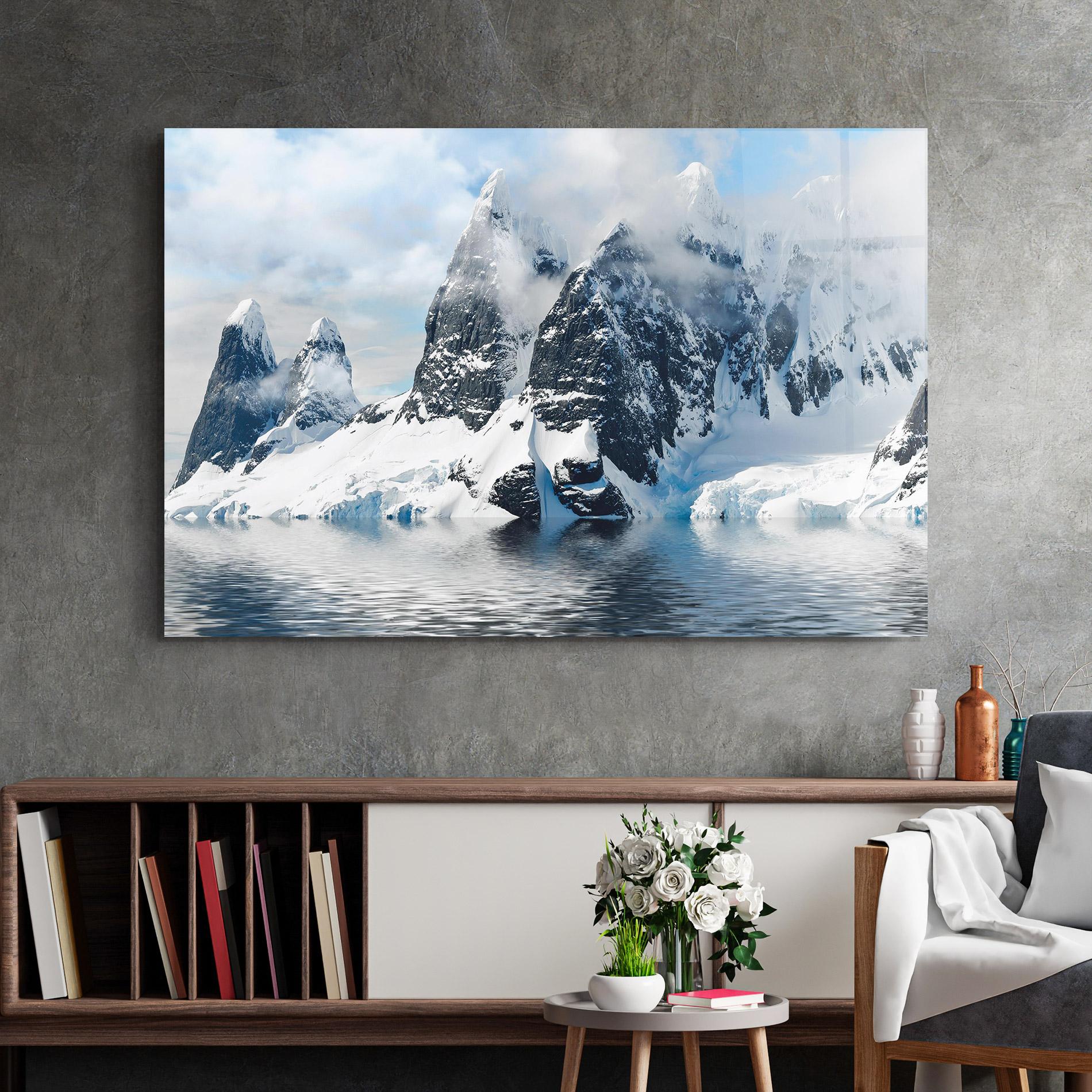 Стъклена картина Glacial Mountains mockup 2