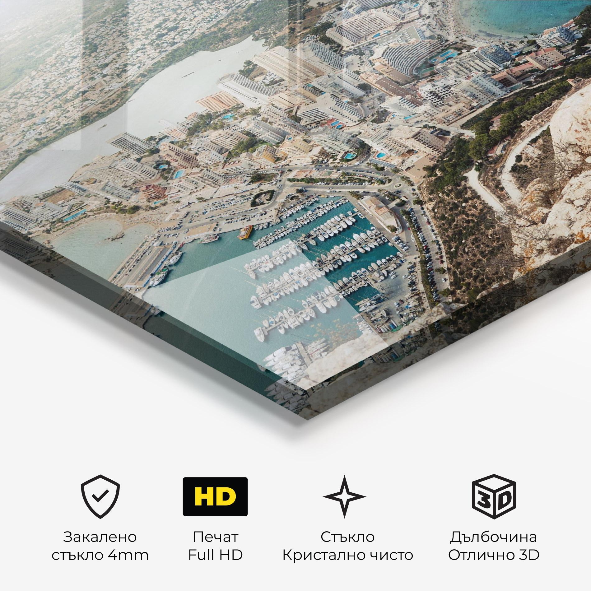 Стъклена картина Coast City mockup 3