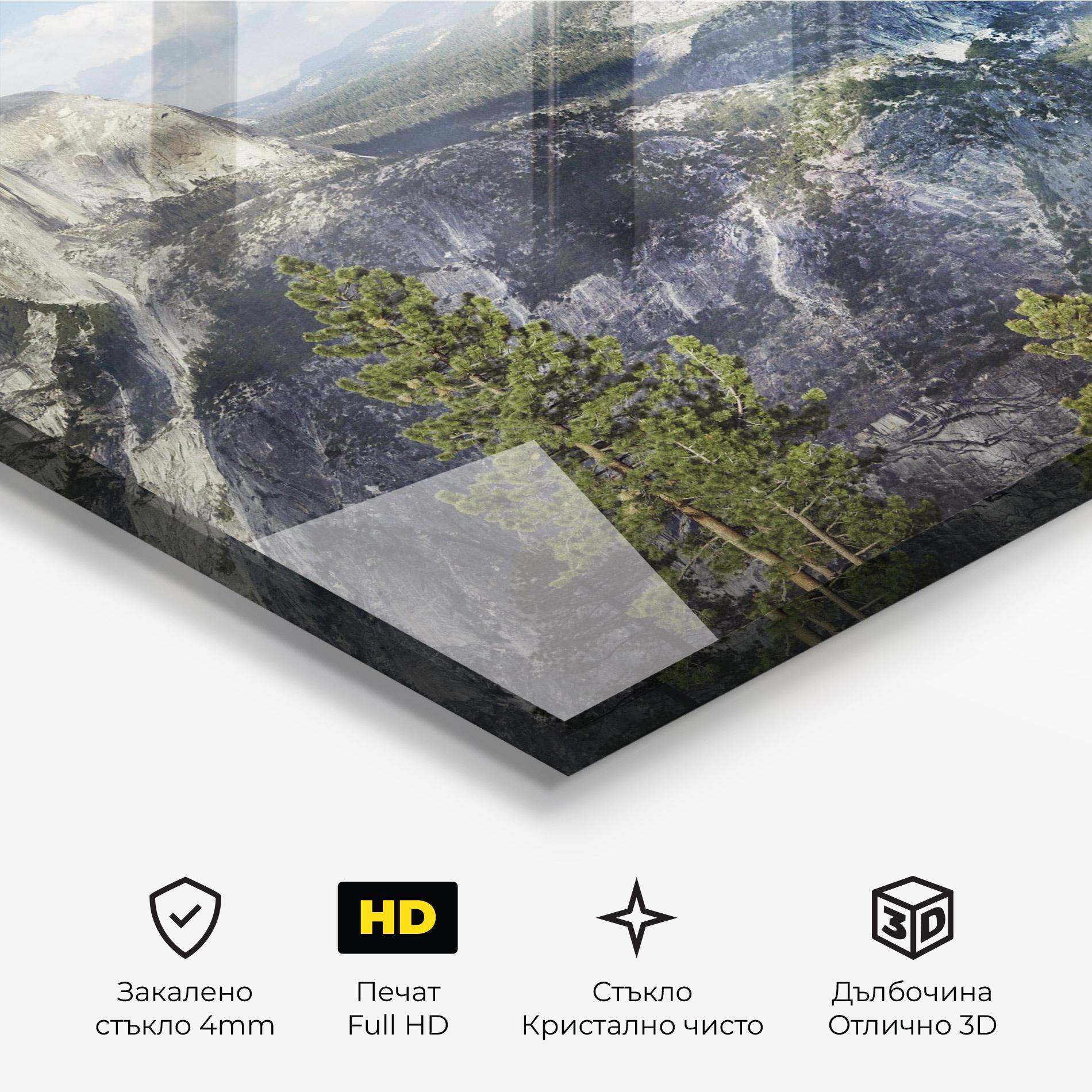 Стъклена картина Foggy Day Mountain mockup 3