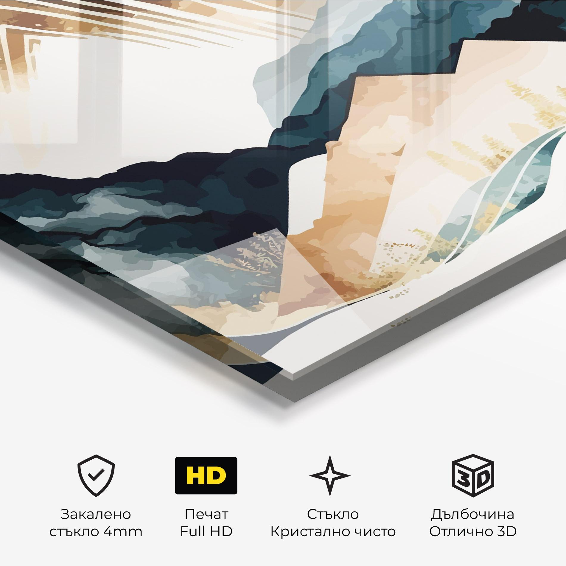 Стъклена картина Gold Green Mountain mockup 3
