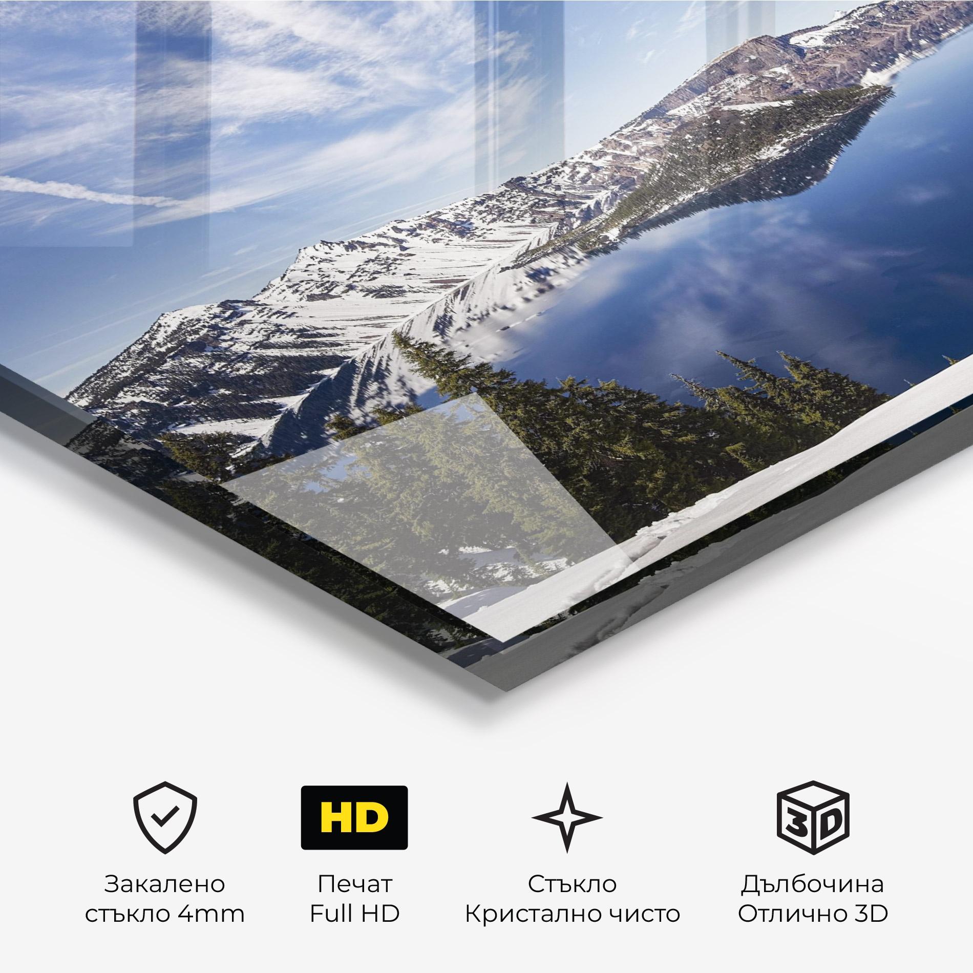 Стъклена картина White Snowy Mountain mockup 3