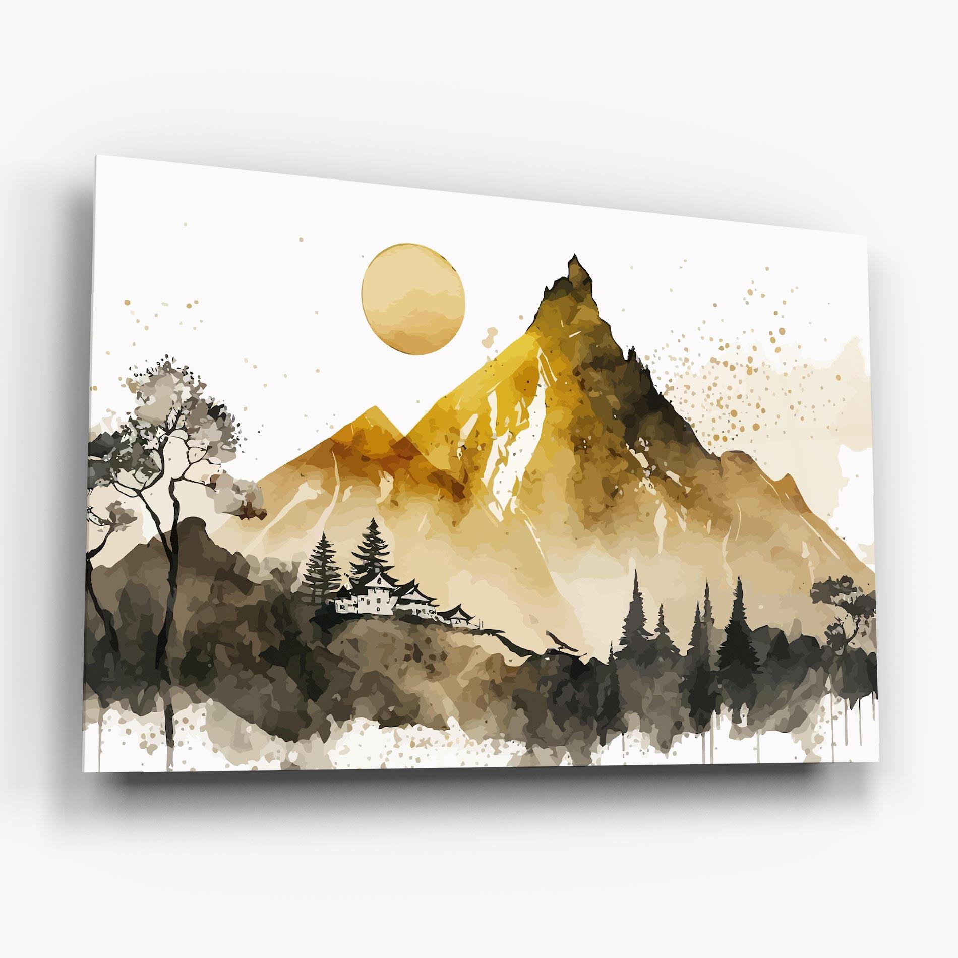 Стъклена картина Gold Mountain Art mockup 6