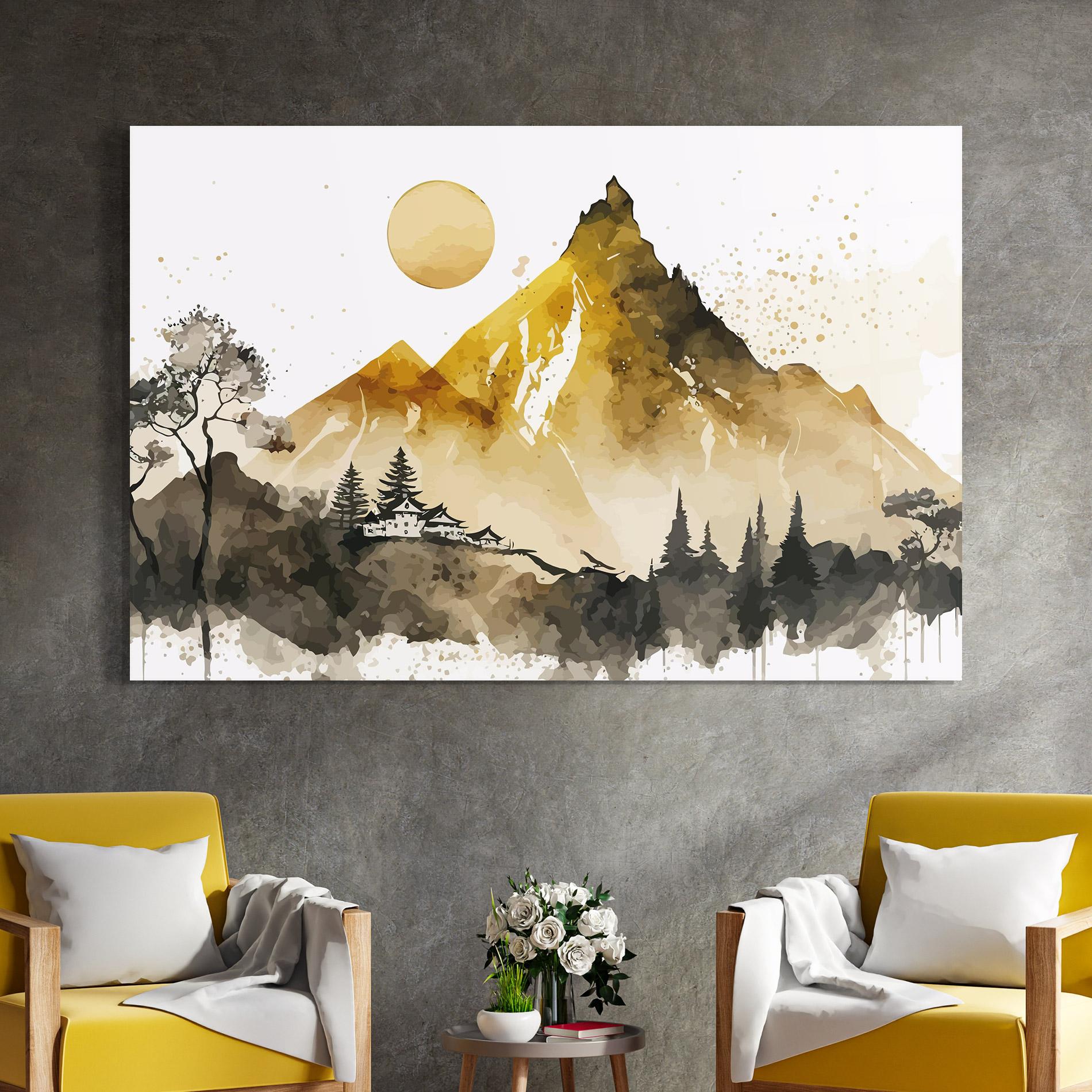 Стъклена картина Gold Mountain Art mockup 4
