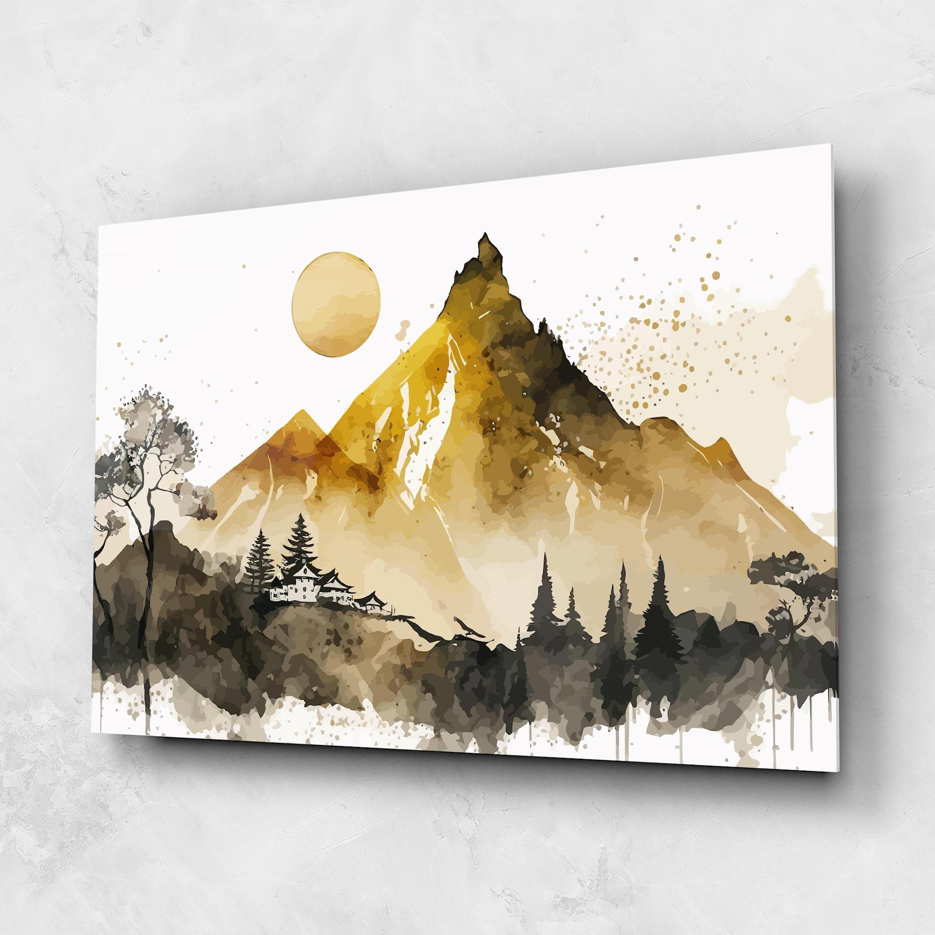 Стъклена картина Gold Mountain Art mockup 1