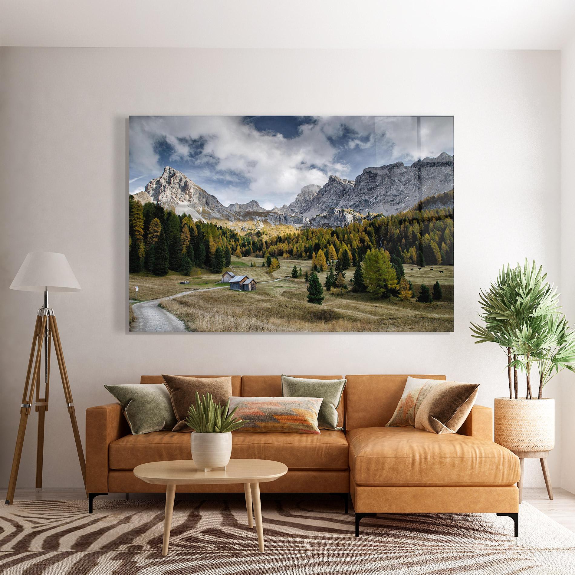 Стъклена картина Cloudy Mountains View mockup 7