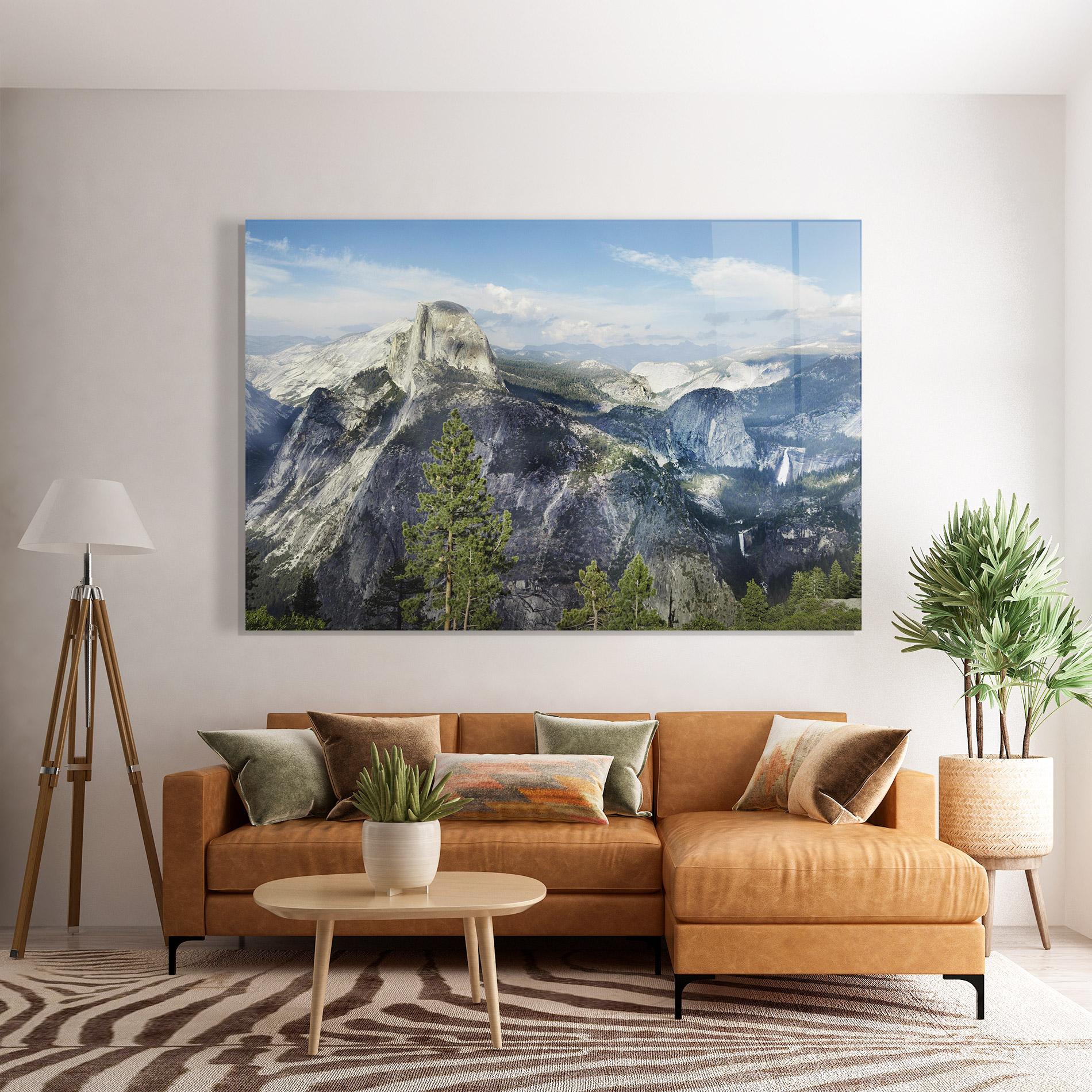 Стъклена картина Foggy Day Mountain mockup 7