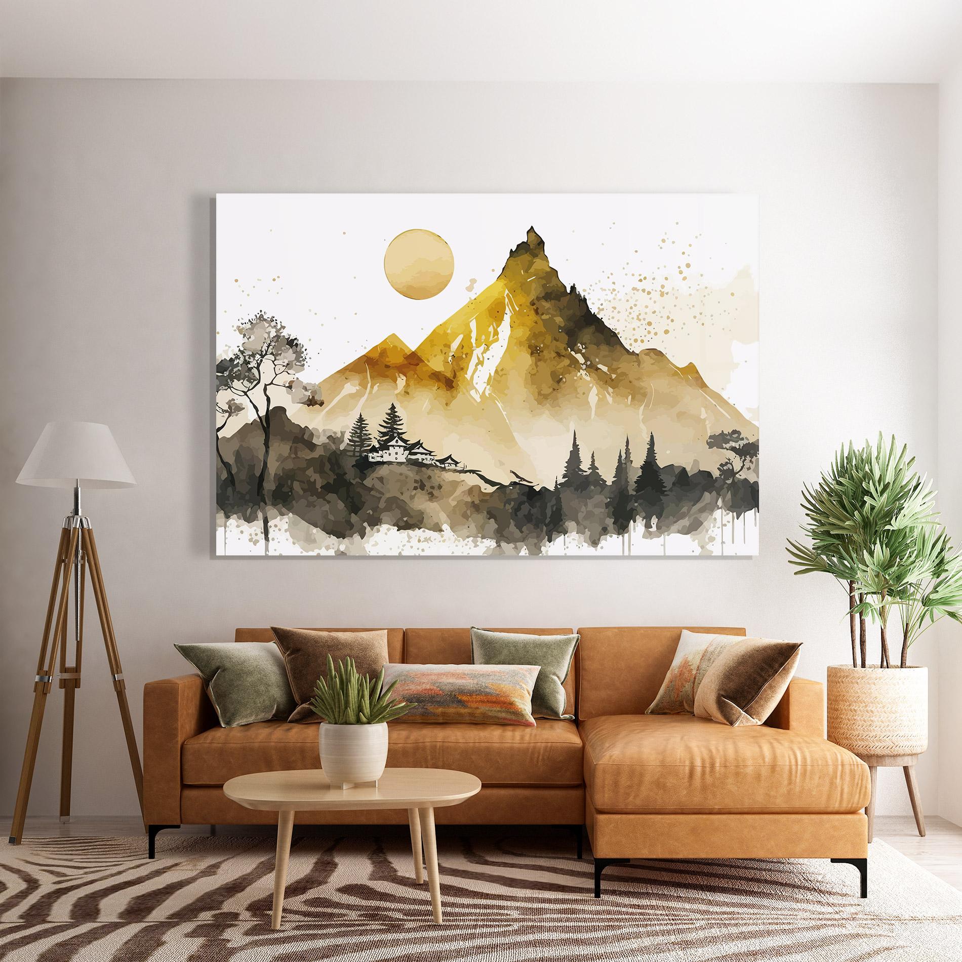 Стъклена картина Gold Mountain Art mockup 7