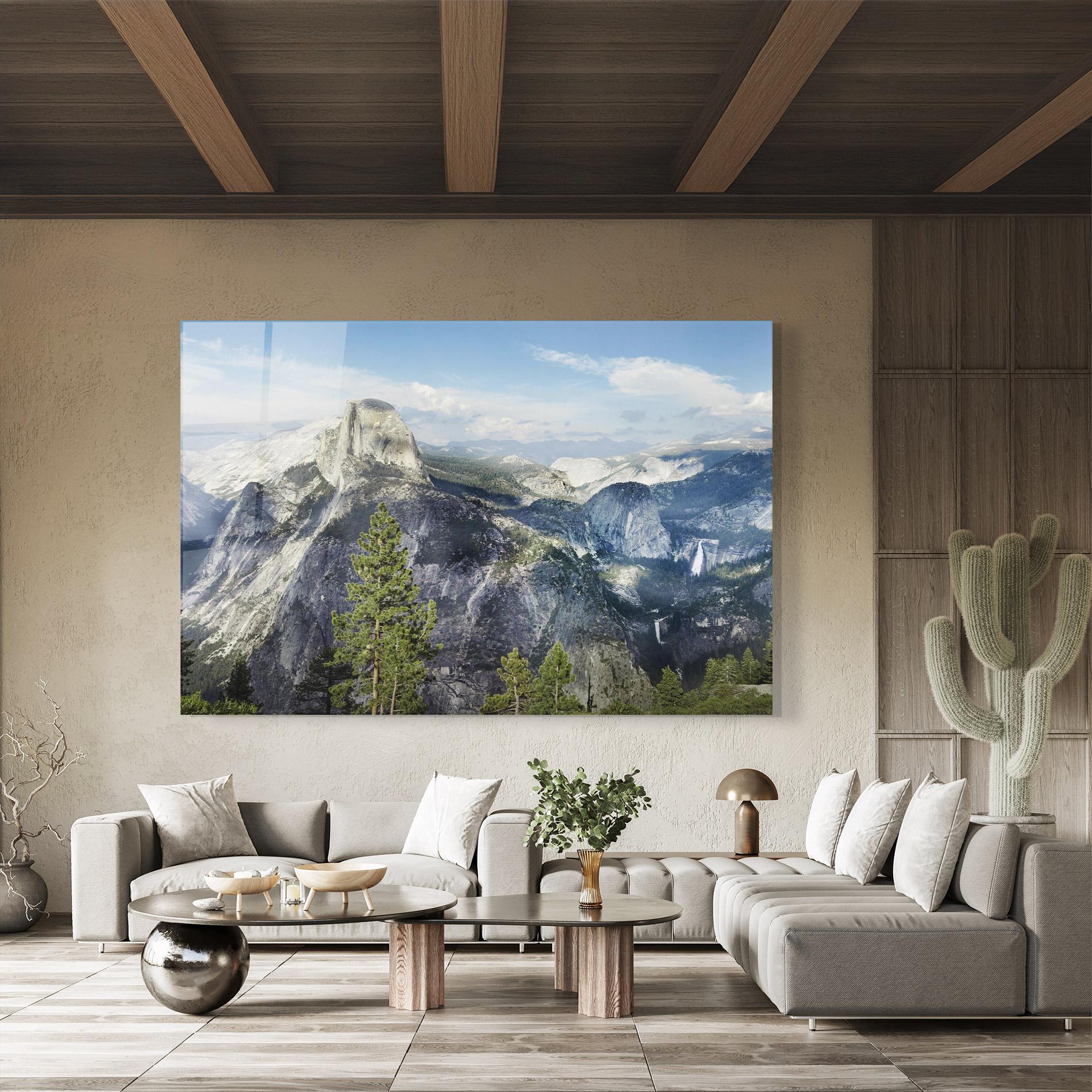 Стъклена картина Foggy Day Mountain mockup 8