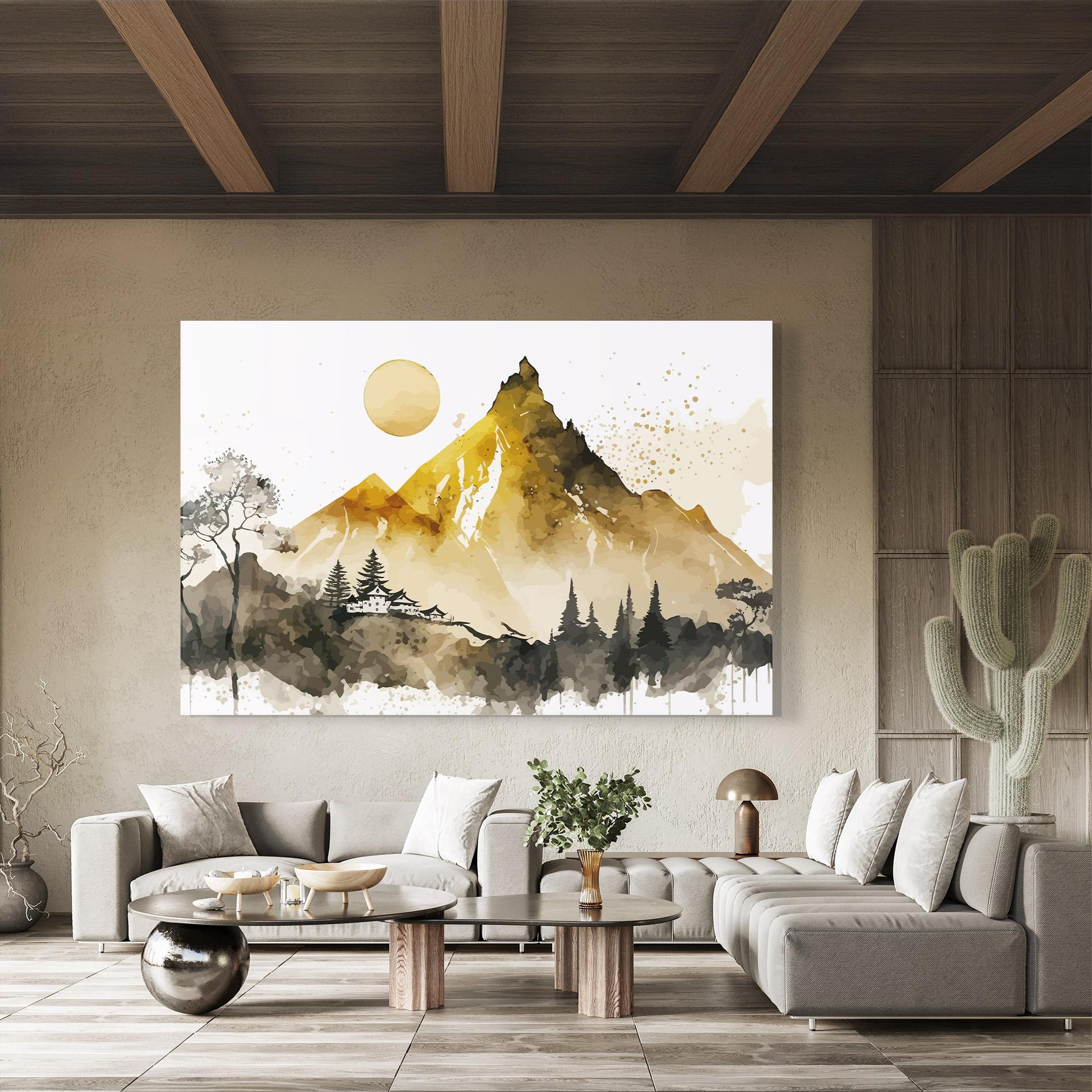 Стъклена картина Gold Mountain Art mockup 8