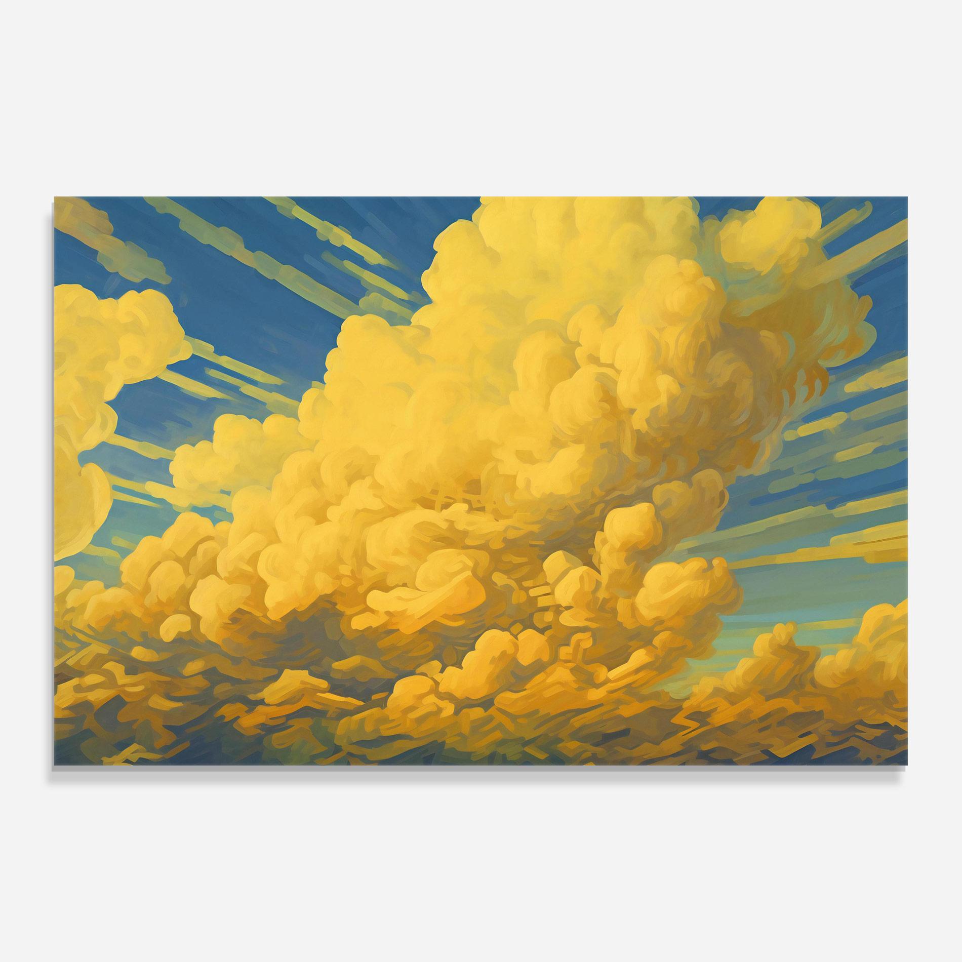 Стъклена картина Big Yellow Cloud Art mockup 0
