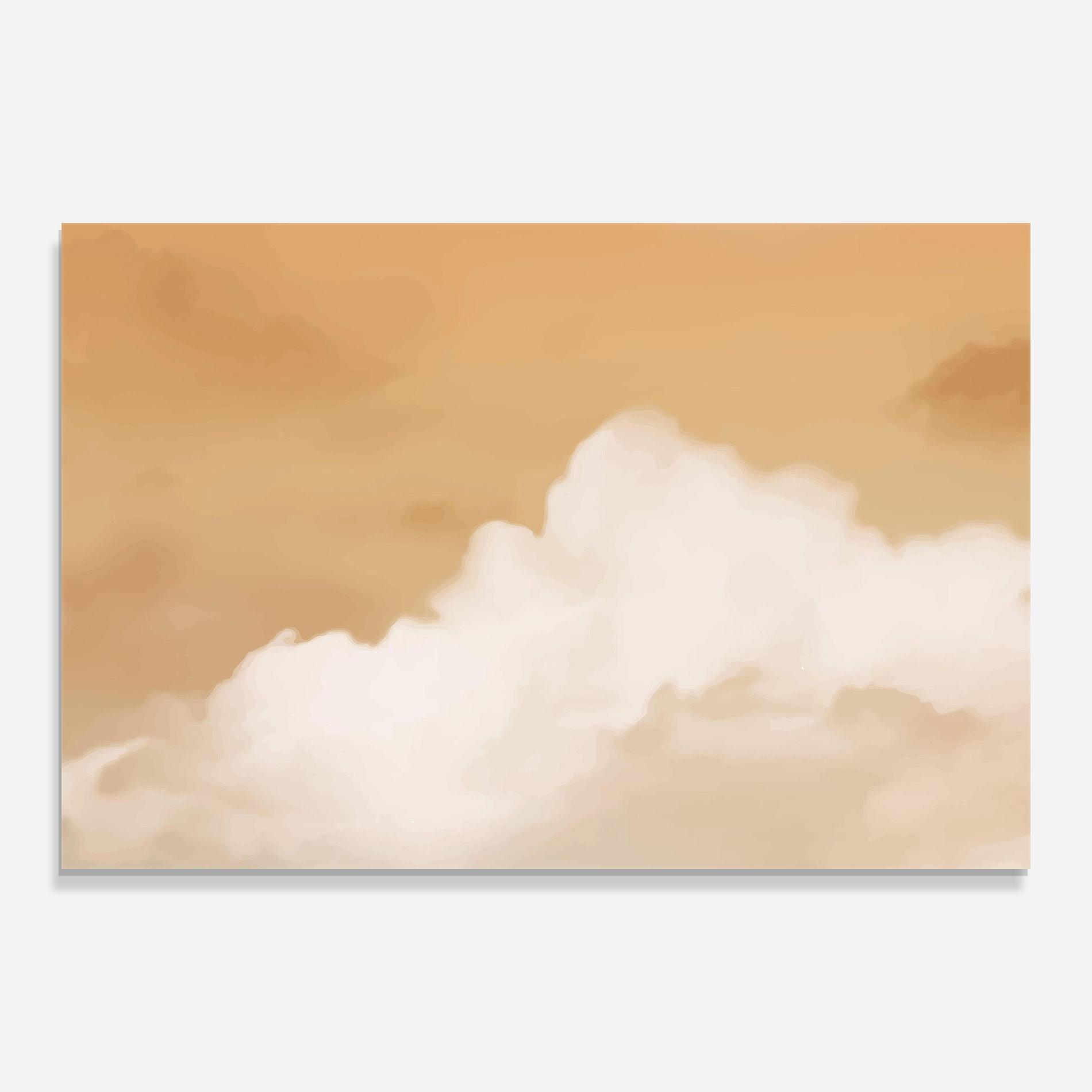 Стъклена картина Clouds Watercolor Yellow mockup 0