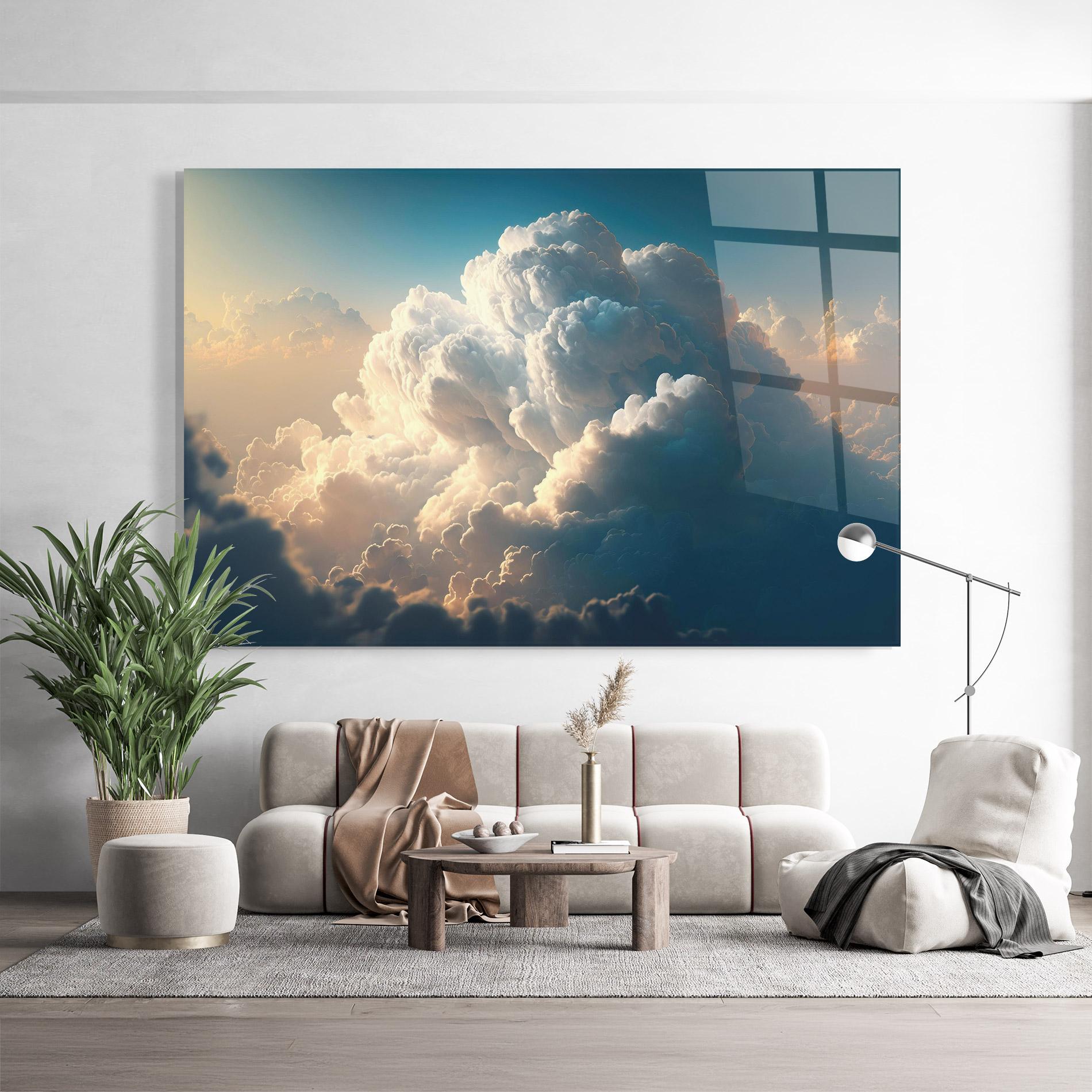 Стъклена картина Big Puffy Clouds mockup 9