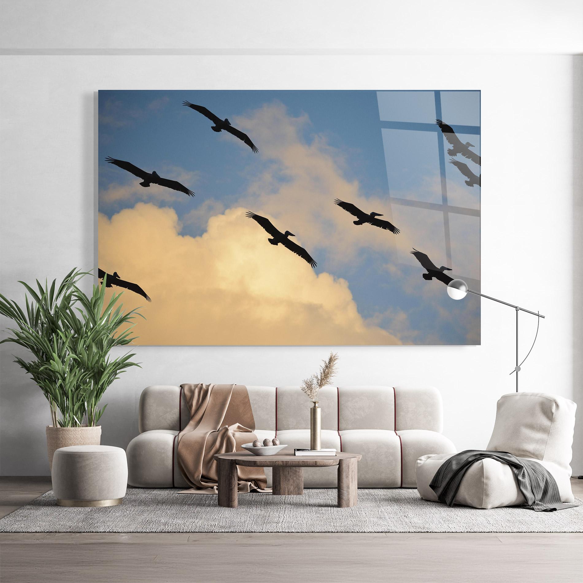 Стъклена картина Bird Shilouette Cloud mockup 9