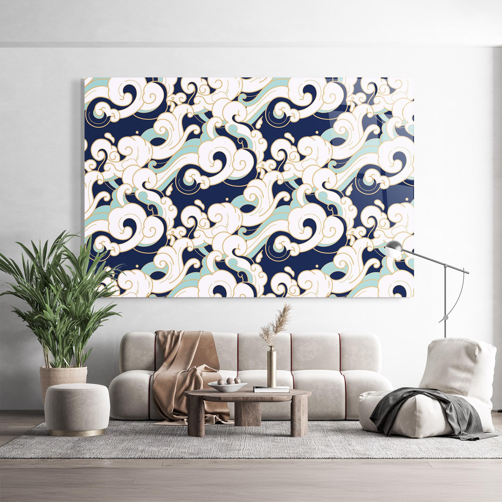 Стъклена картина Blue Green Cloud mockup 9