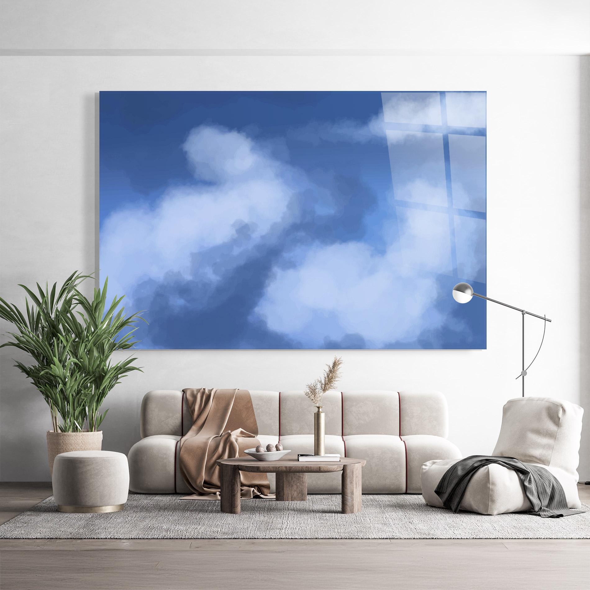 Стъклена картина Blue Mix Clouds mockup 9