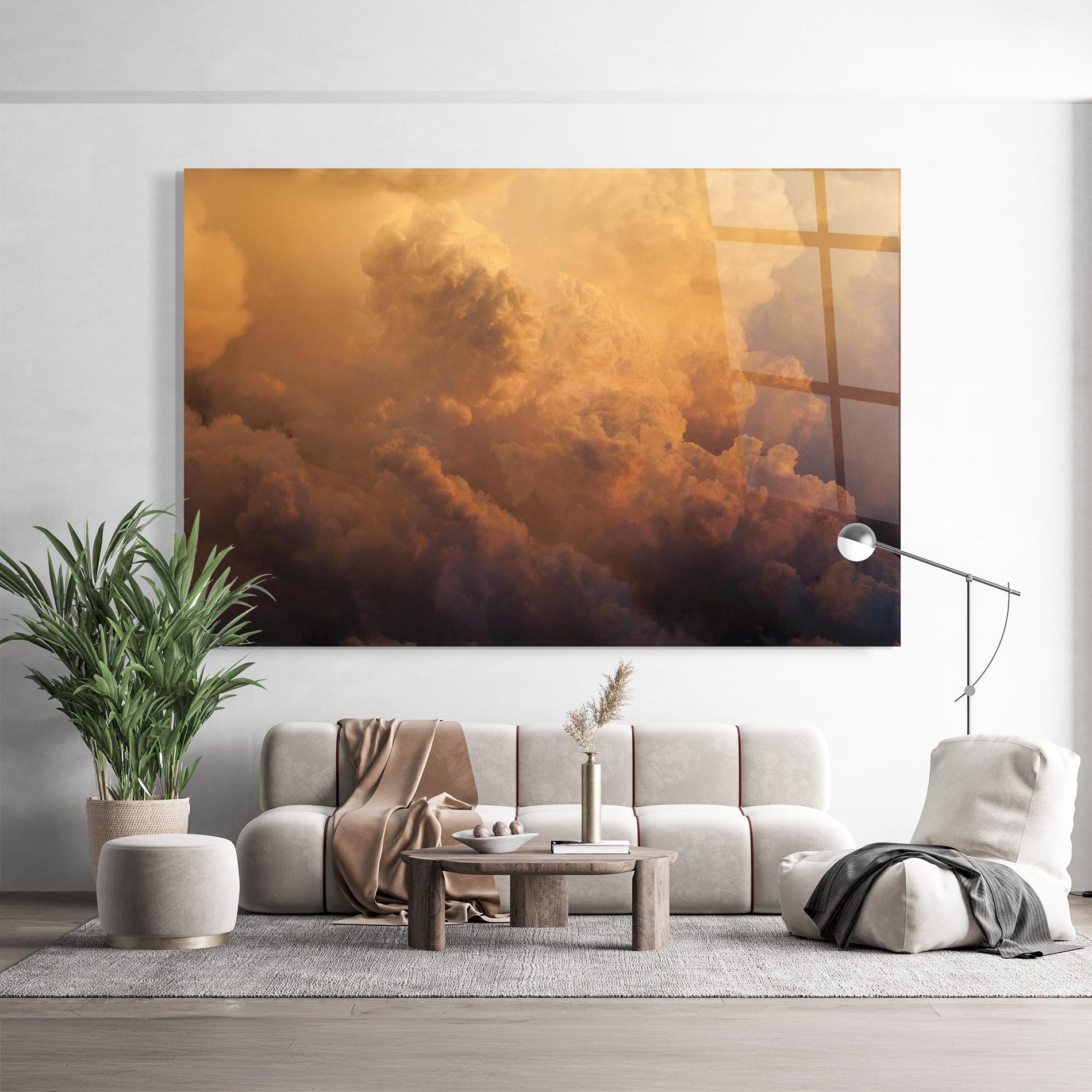 Стъклена картина Brown Orange Clouds mockup 9