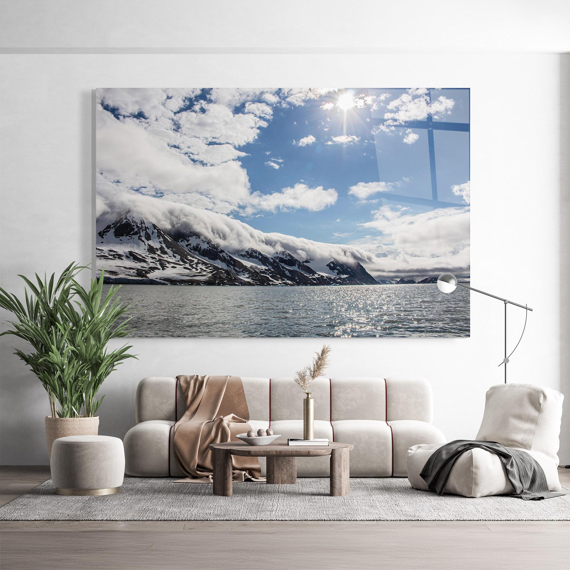 Стъклена картина Clouds Over Ice mockup 9