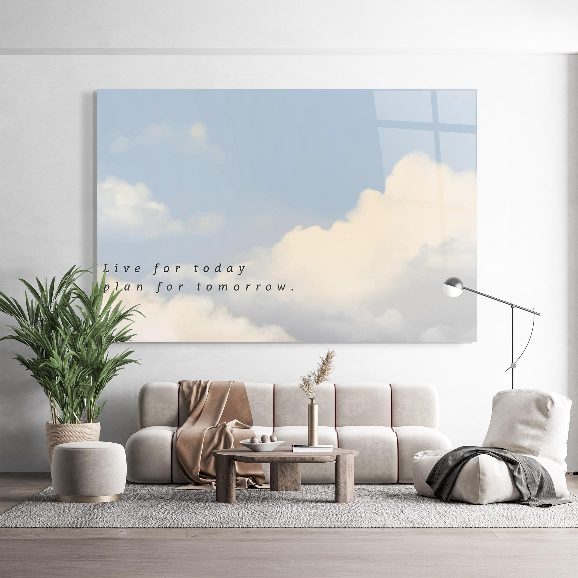 Стъклена картина Clouds Text Blue mockup 9