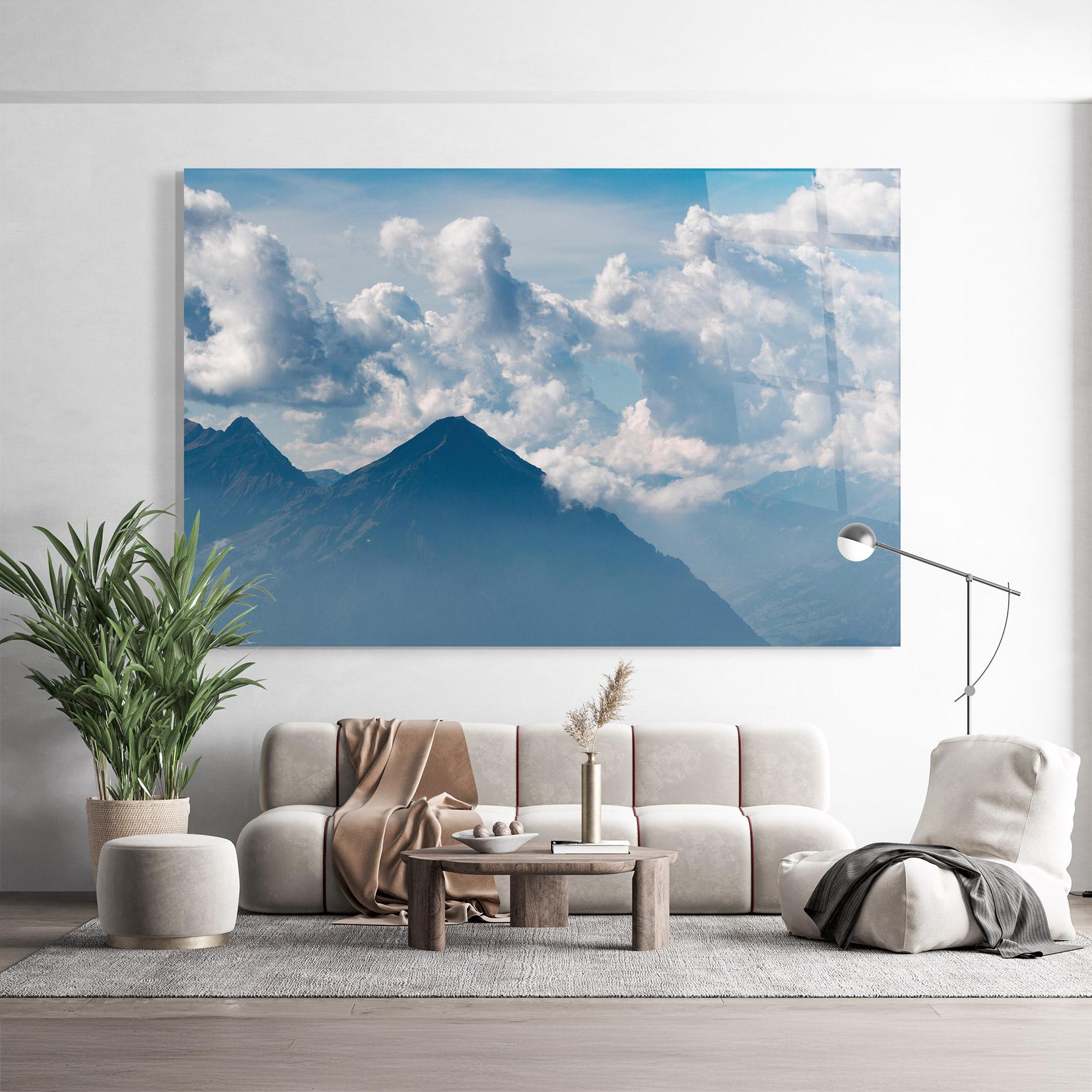 Стъклена картина Cloudy View Mountain mockup 9