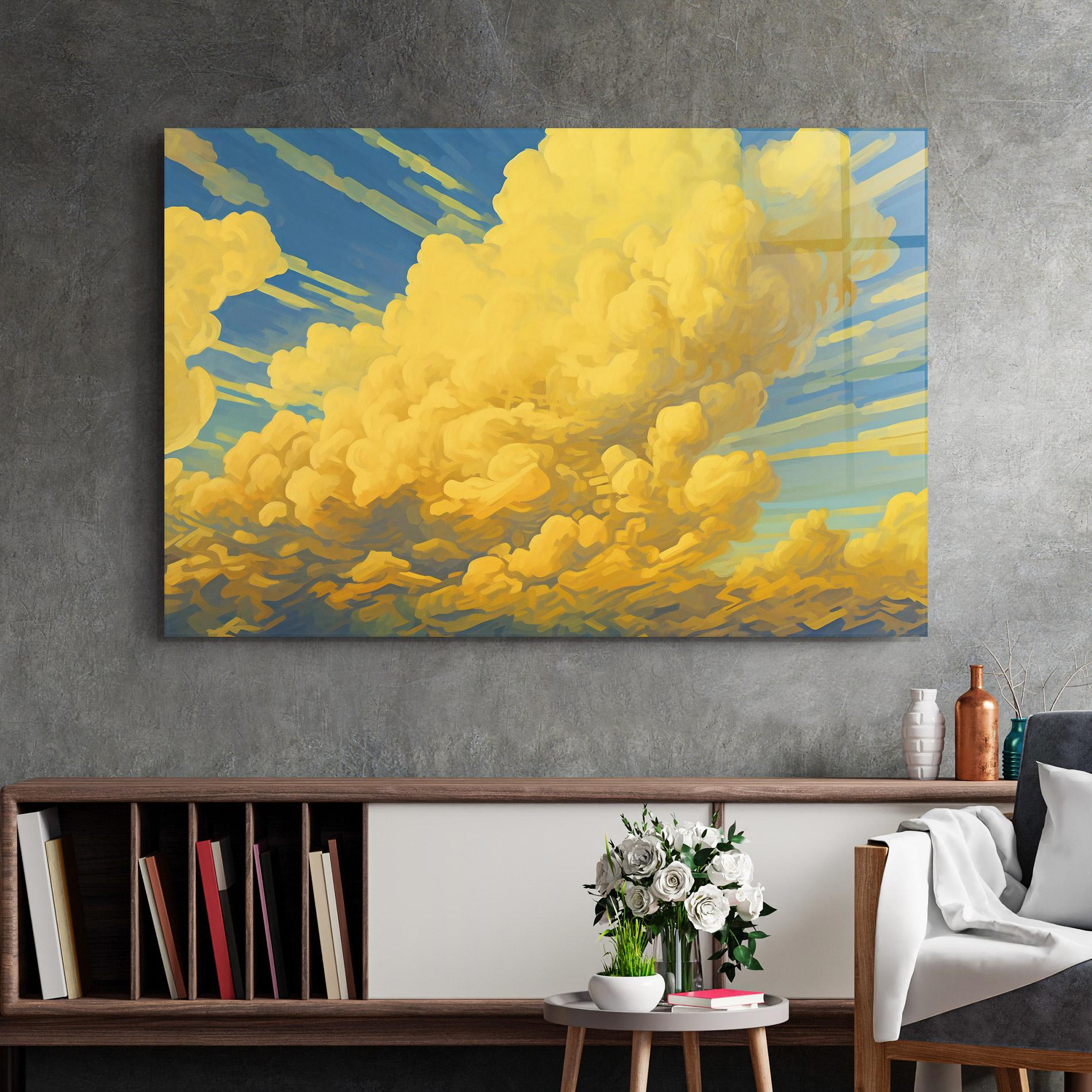 Стъклена картина Big Yellow Cloud Art mockup 2