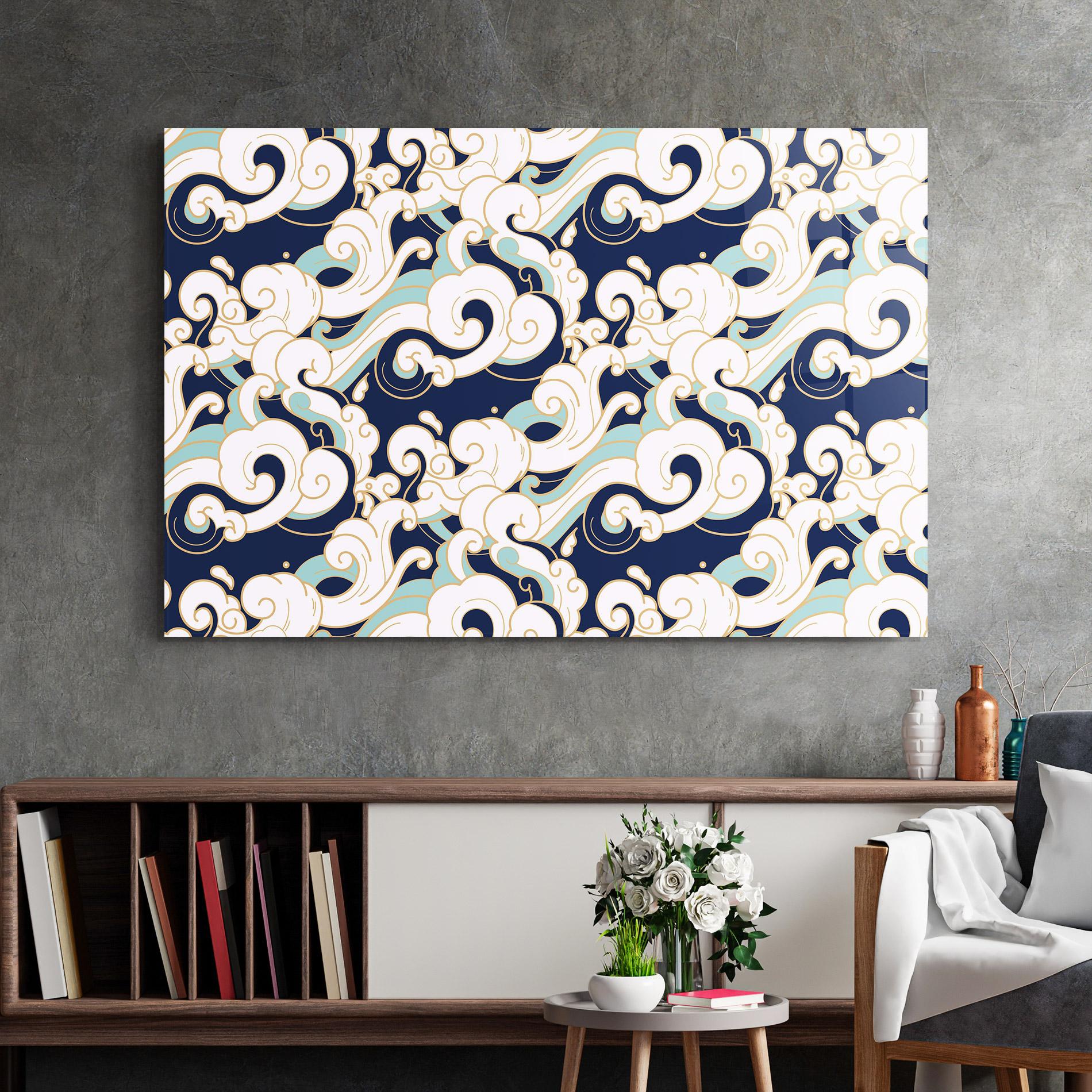 Стъклена картина Blue Green Cloud mockup 2